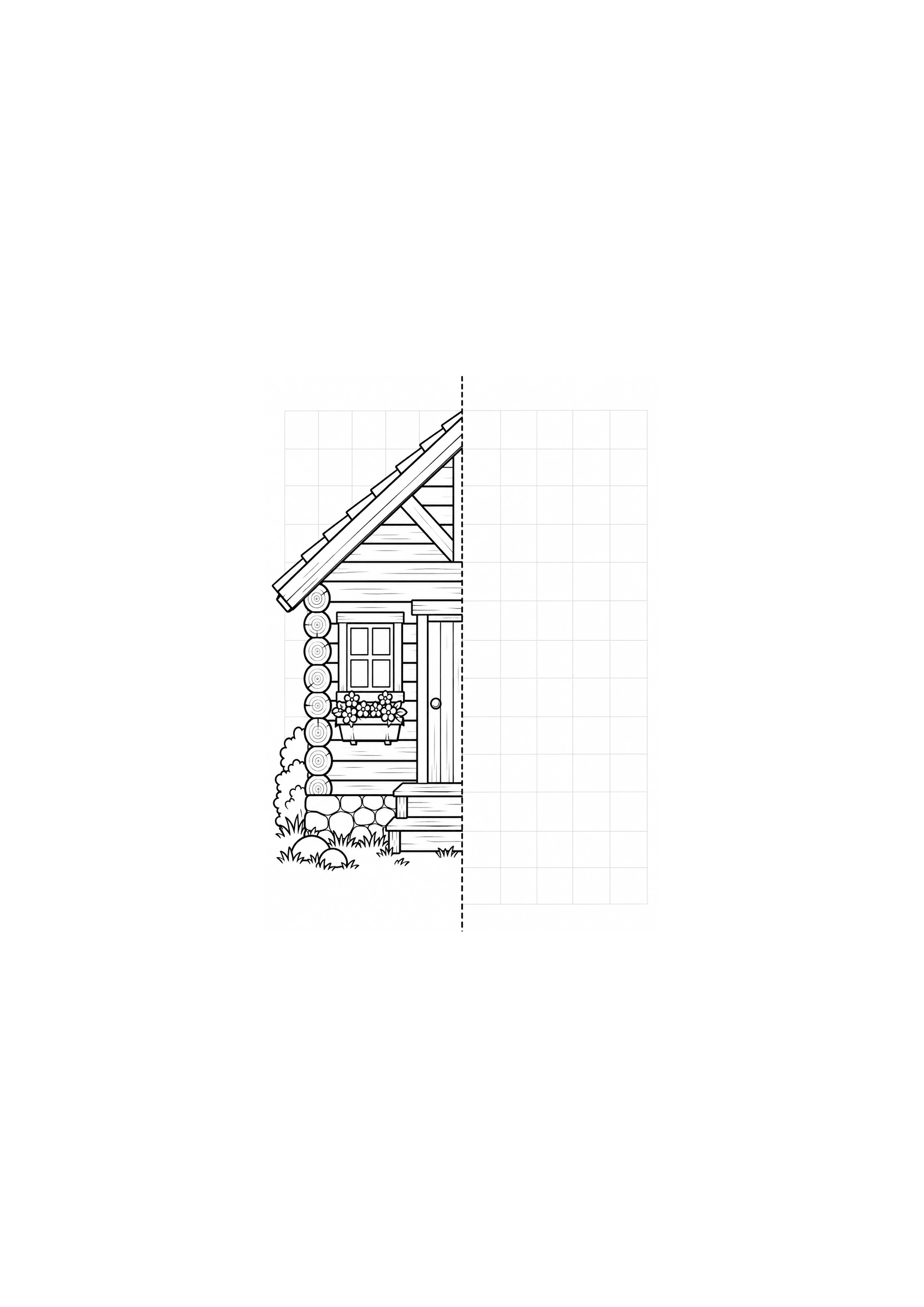 Coloriage façade de cabane à imprimer