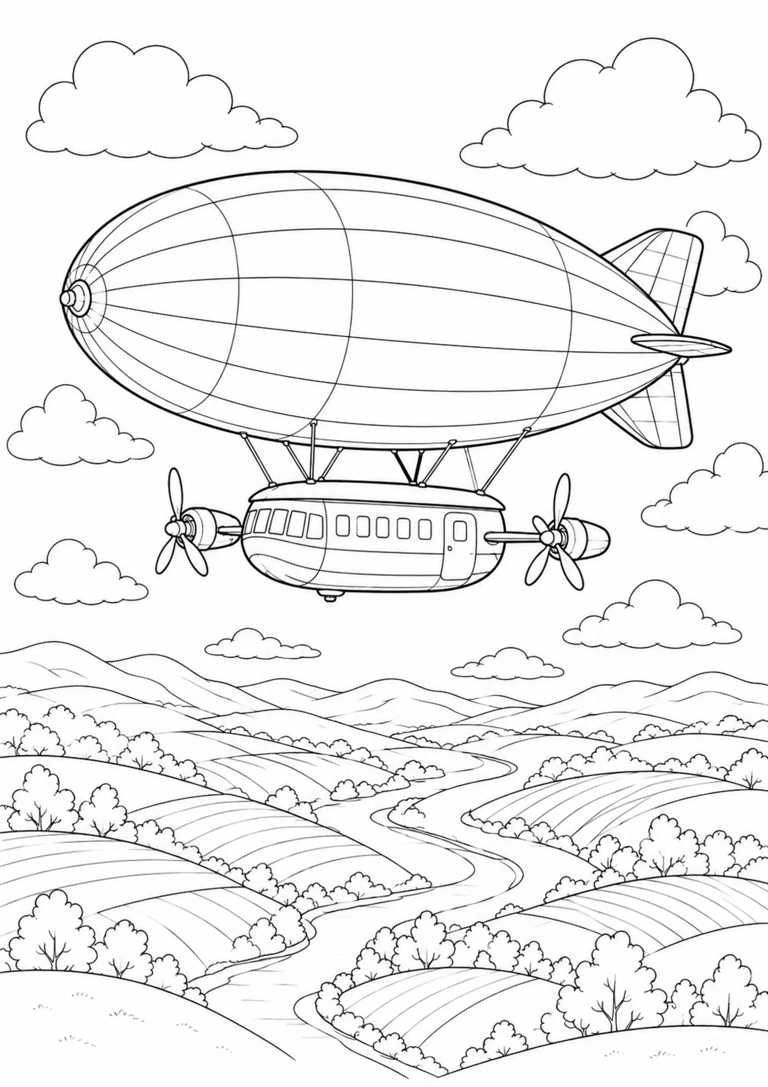 Coloriage Dirigeable à imprimer – dessin 1