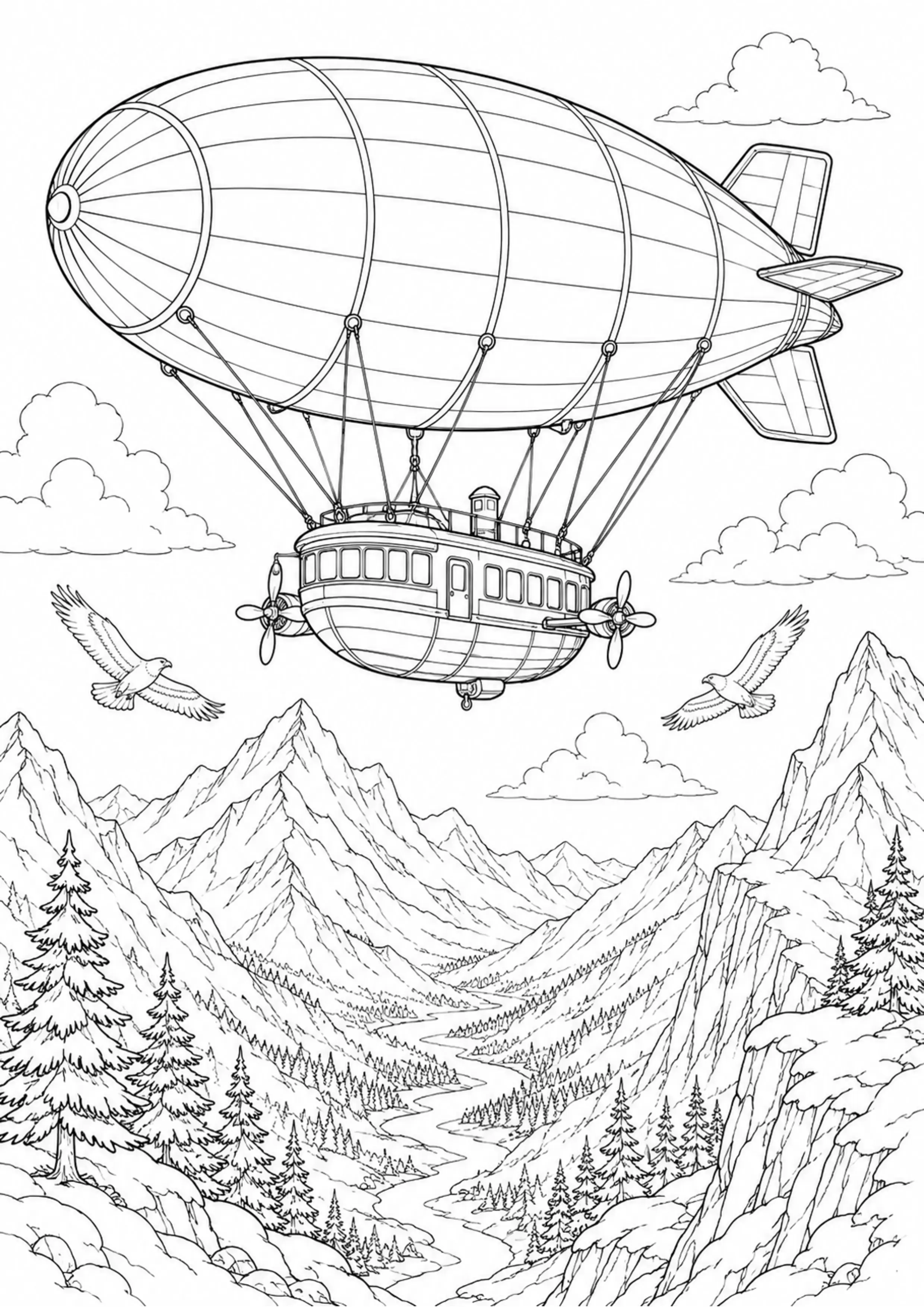 Coloriage Dirigeable à imprimer – dessin n°2