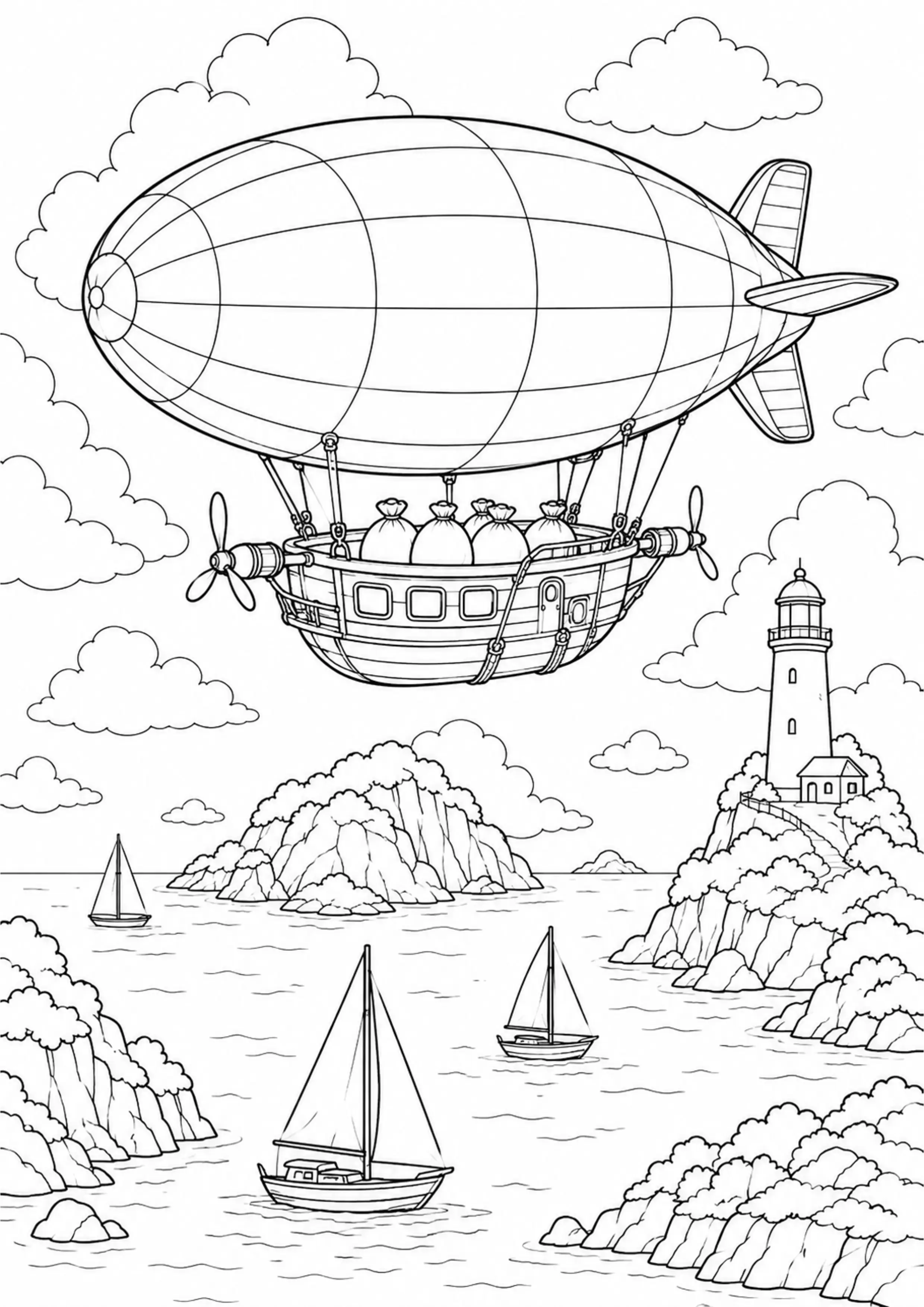 Coloriage Dirigeable à imprimer – dessin n°13