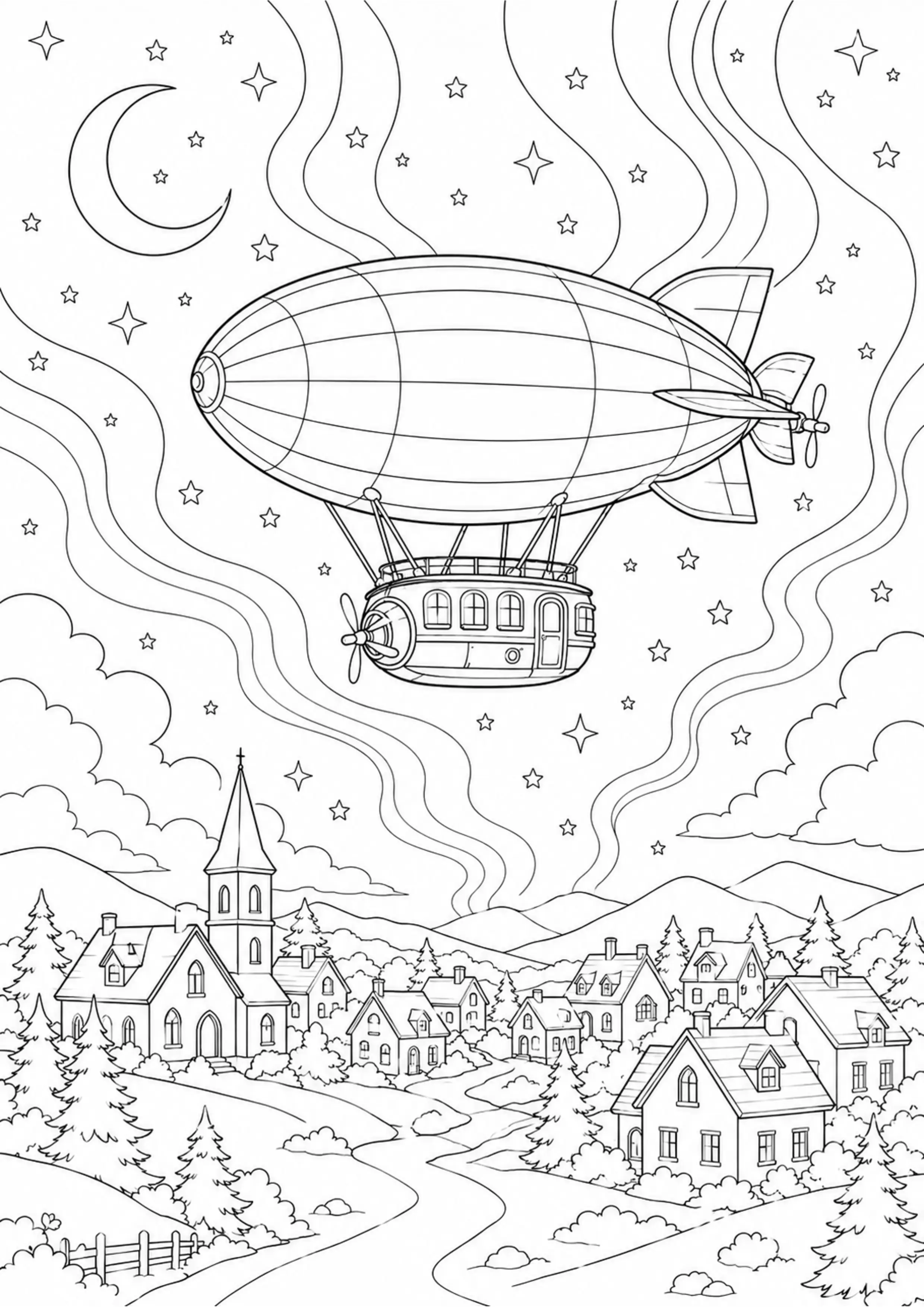 Coloriage Dirigeable à imprimer – dessin n°15