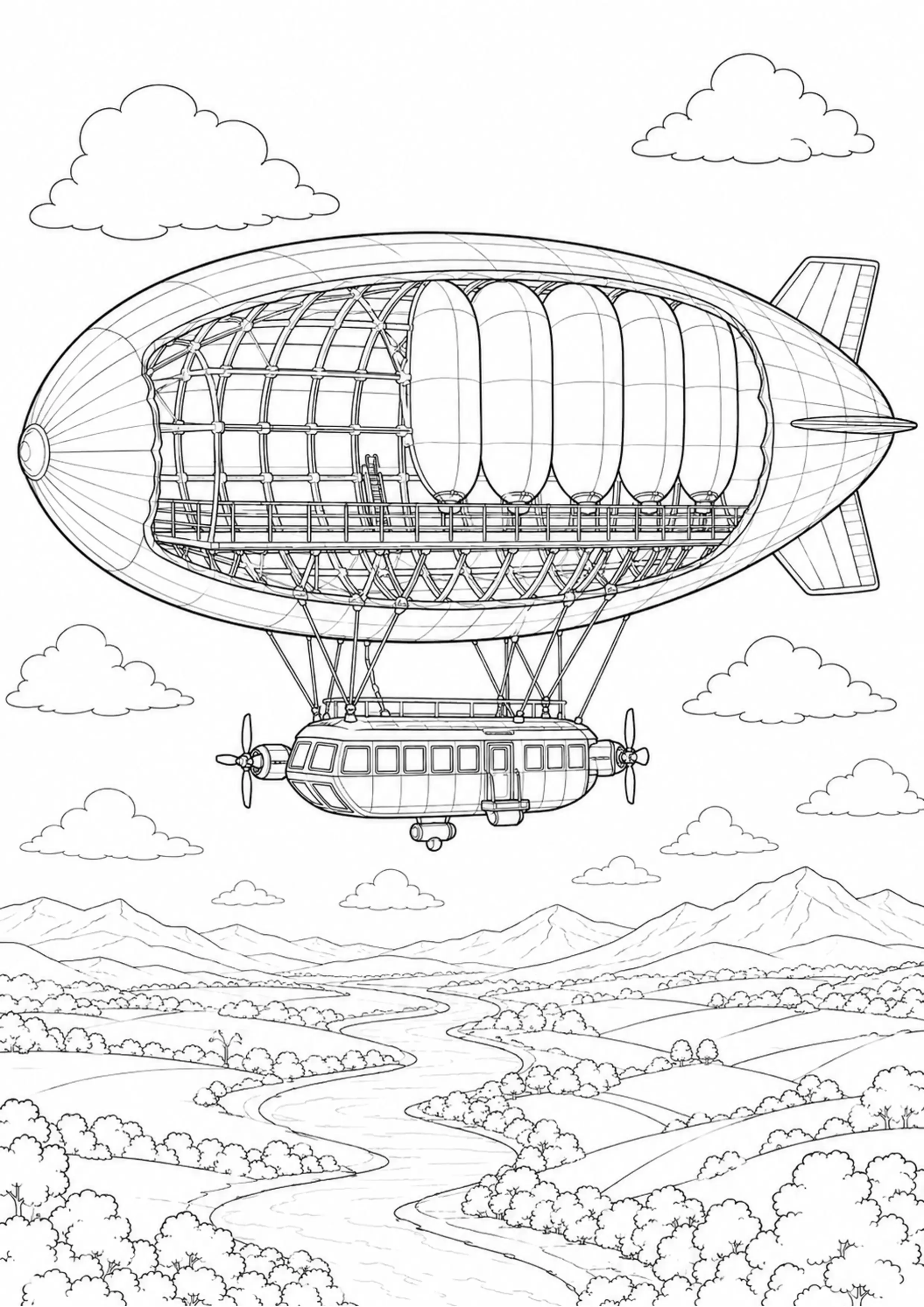 Coloriage Dirigeable à imprimer – dessin n°20