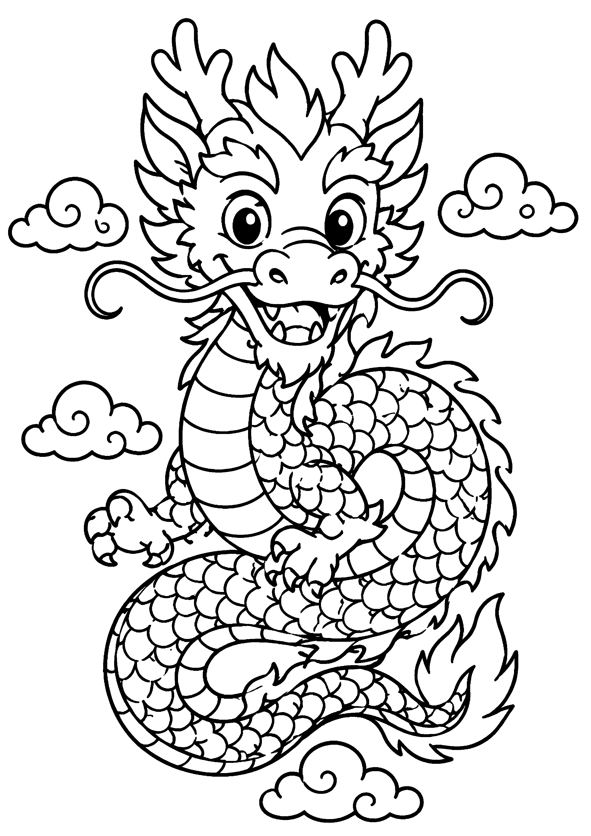 Coloriage Dragon chinois à imprimer – dessin 1