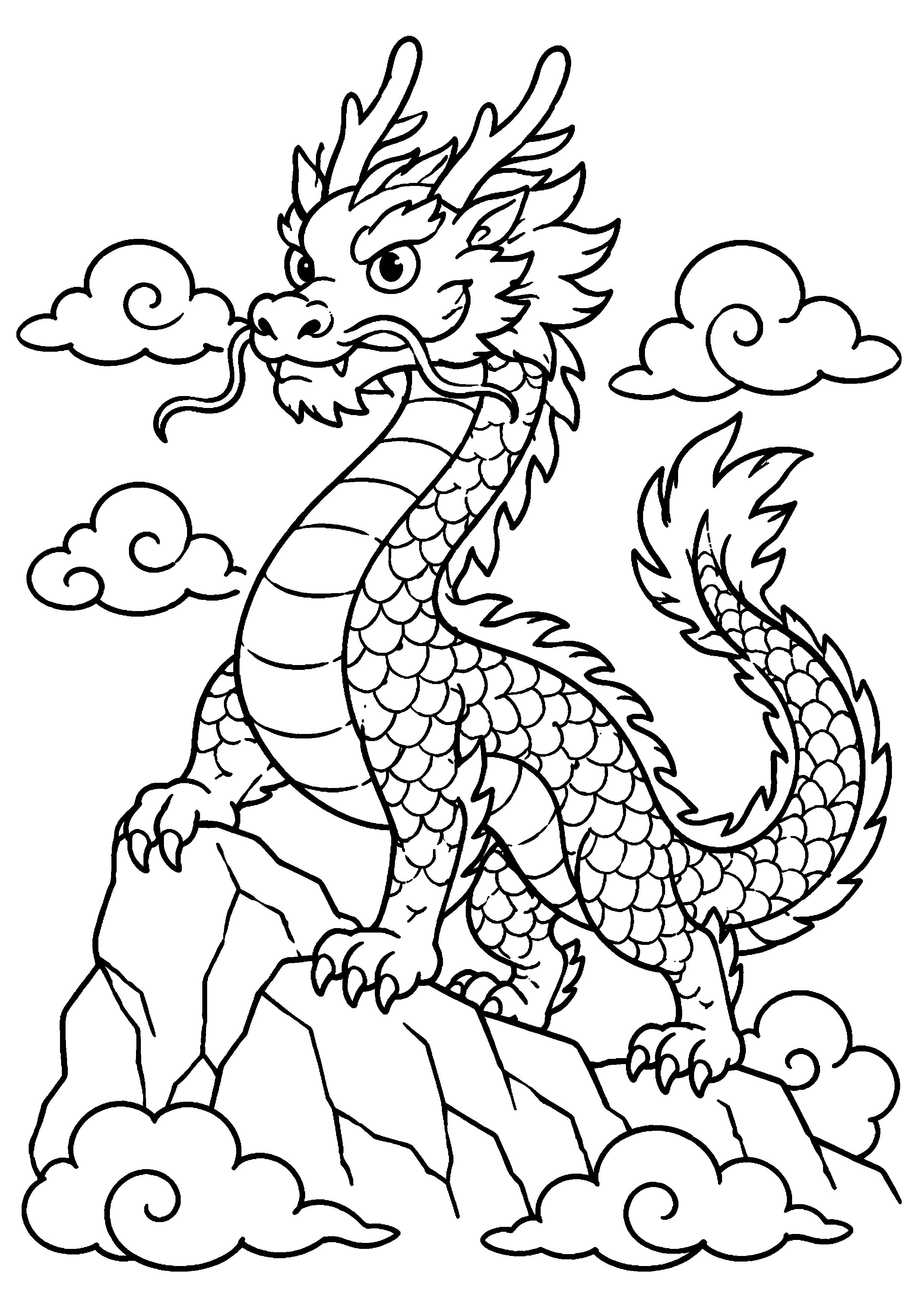 Coloriage Dragon chinois à imprimer – dessin 2