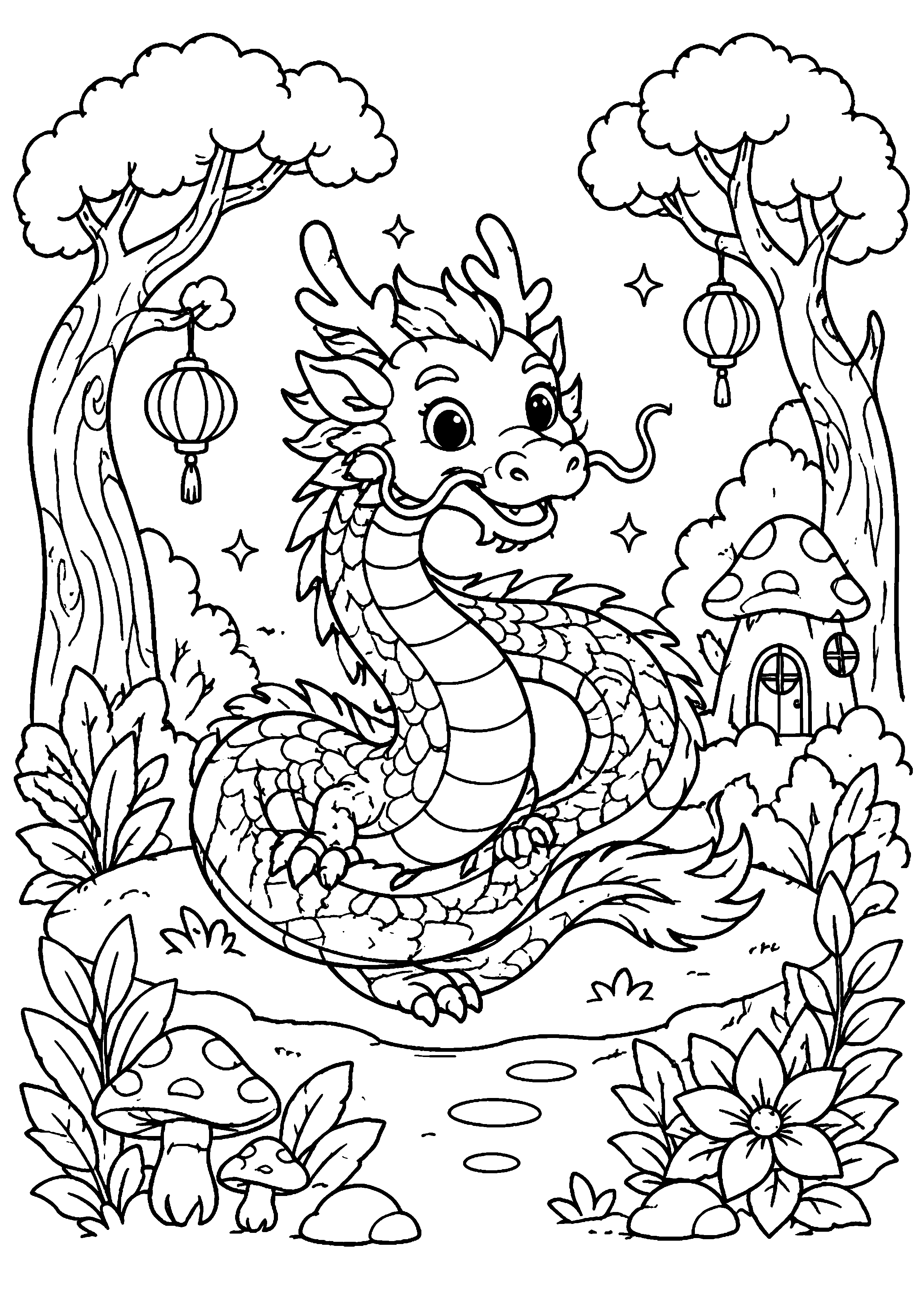 Coloriage Dragon chinois à imprimer – dessin 3