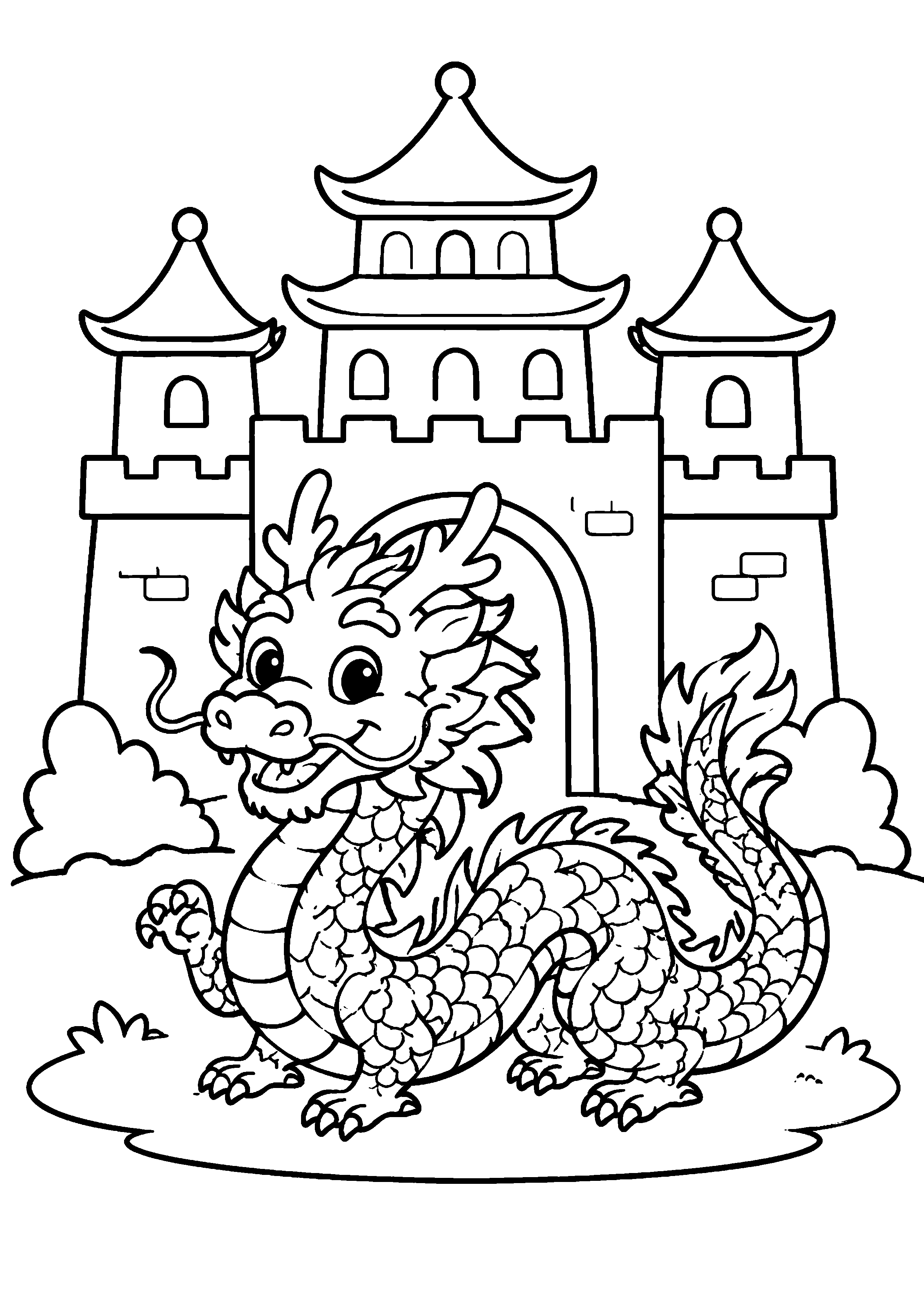 Coloriage Dragon chinois à imprimer – dessin 4