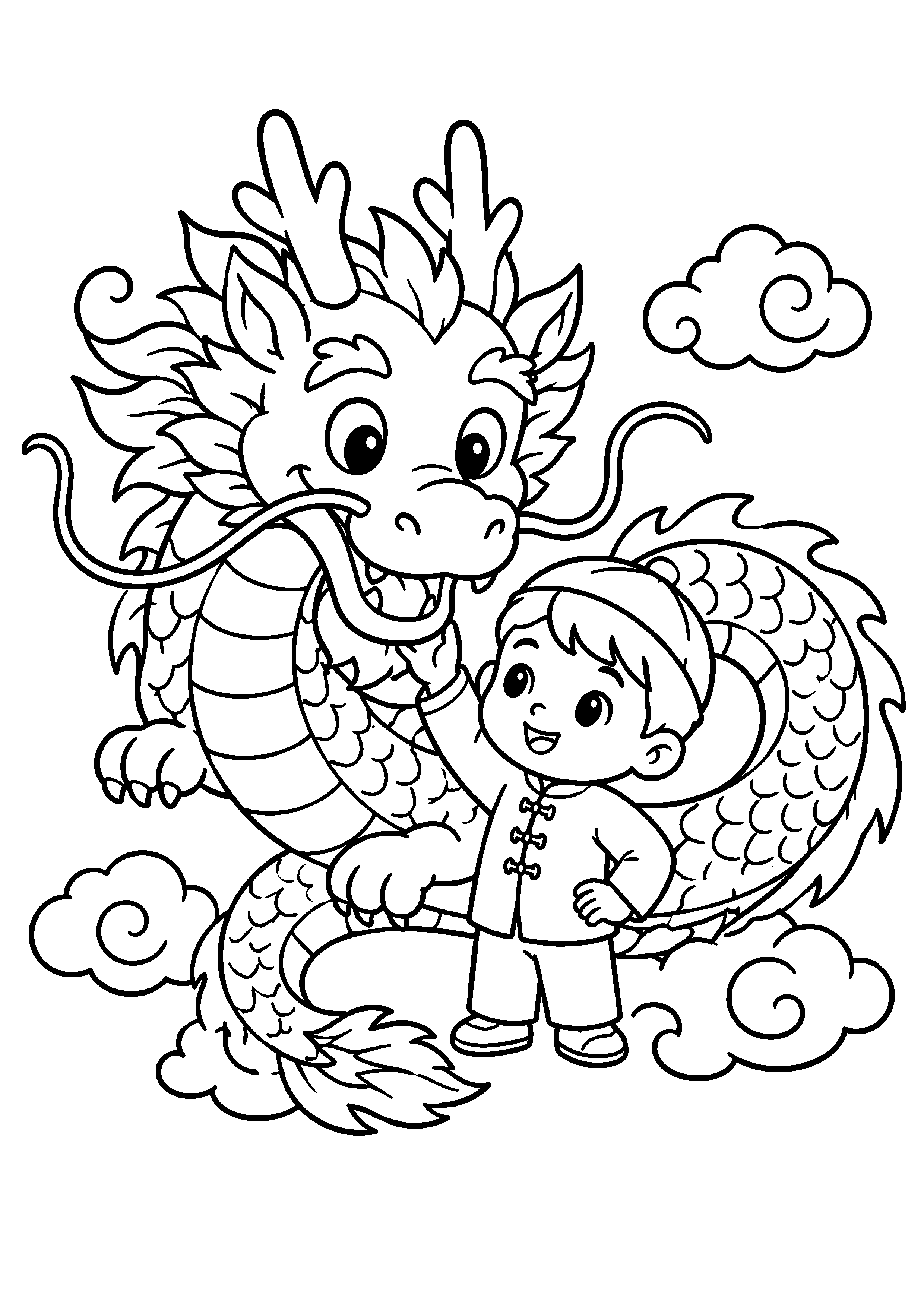 Coloriage Dragon chinois à imprimer – dessin n°6