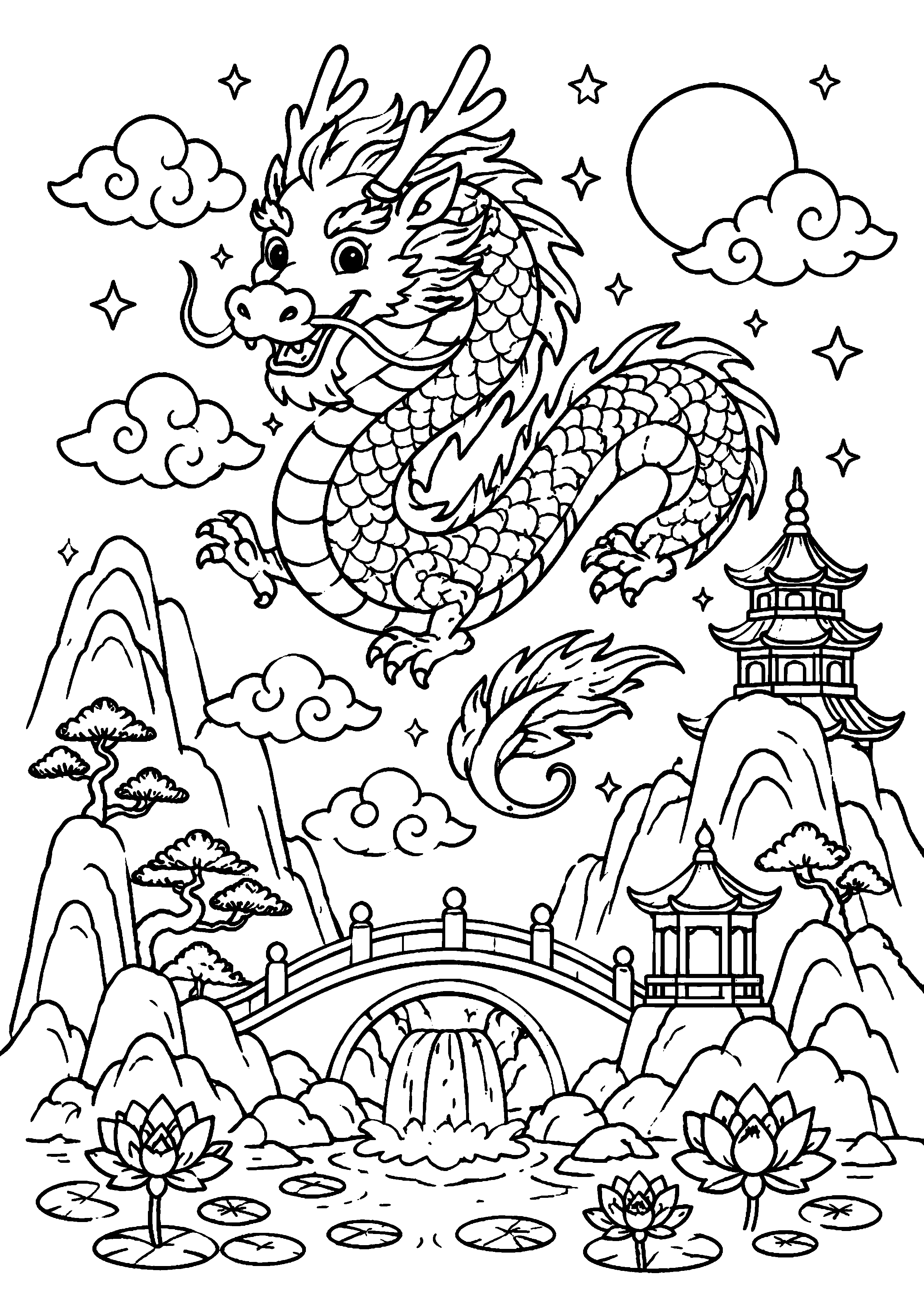 Coloriage Dragon chinois à imprimer – dessin n°8