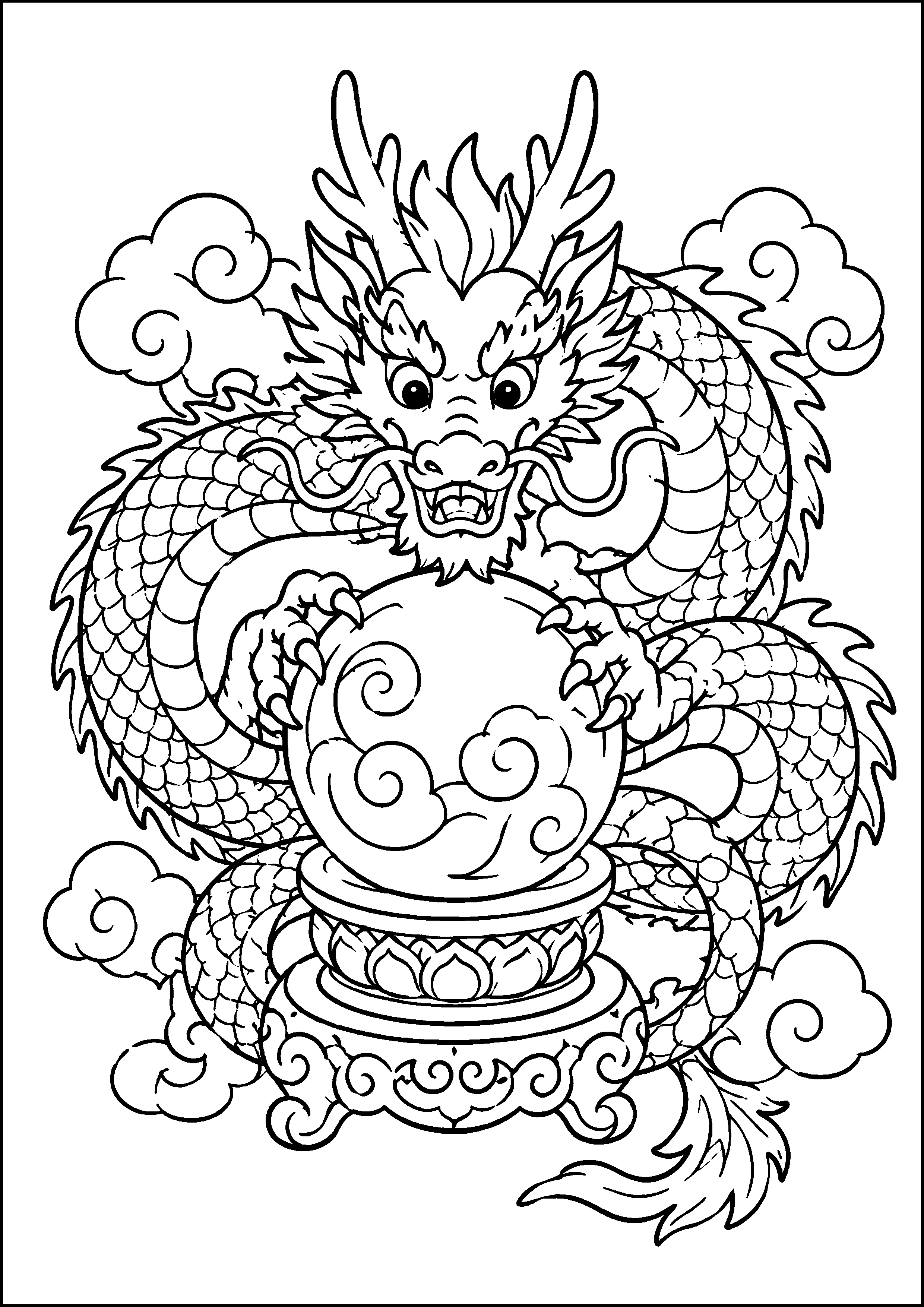 Coloriage Dragon chinois à imprimer – dessin n°9