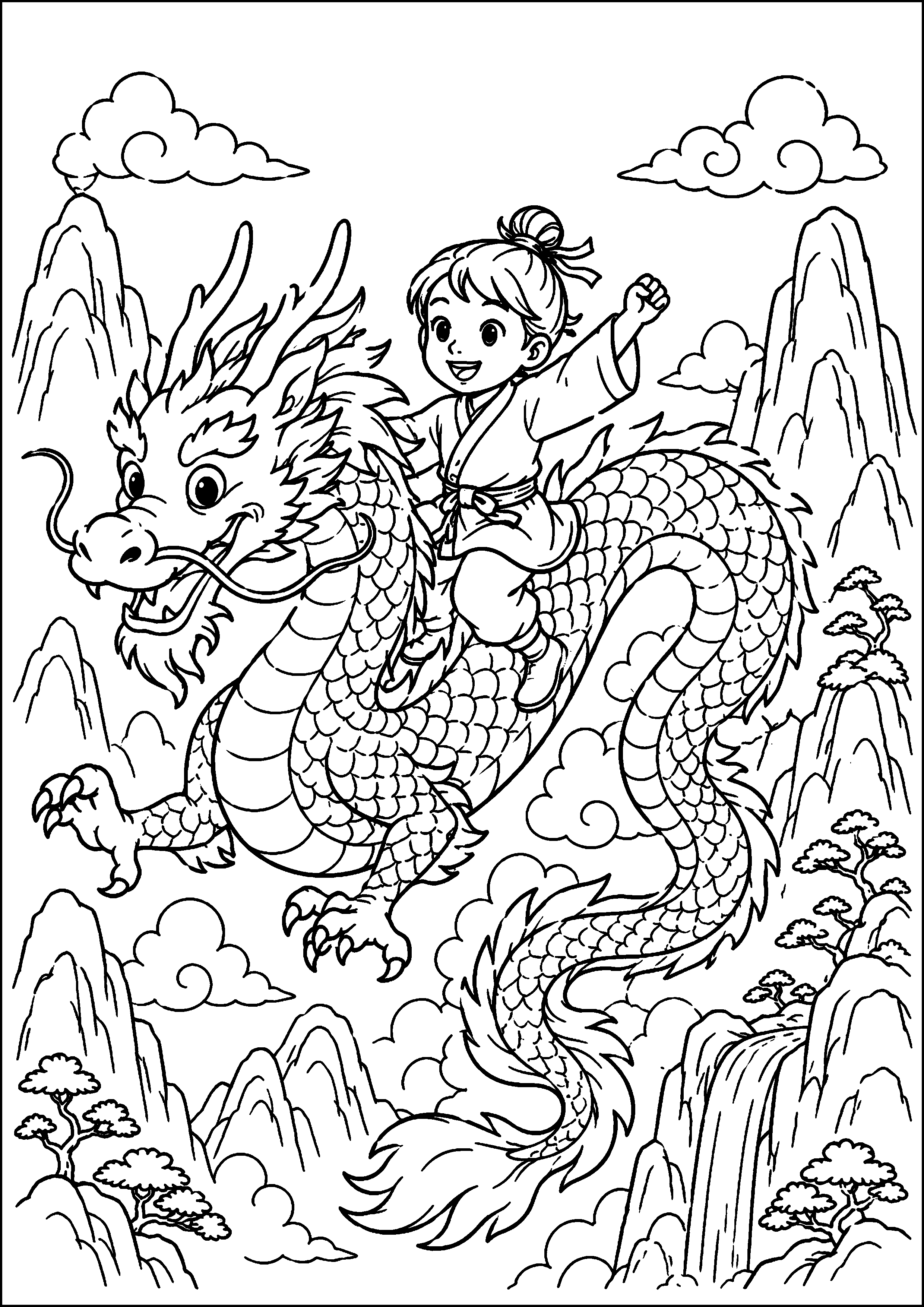 Coloriage Dragon chinois à imprimer – dessin n°11