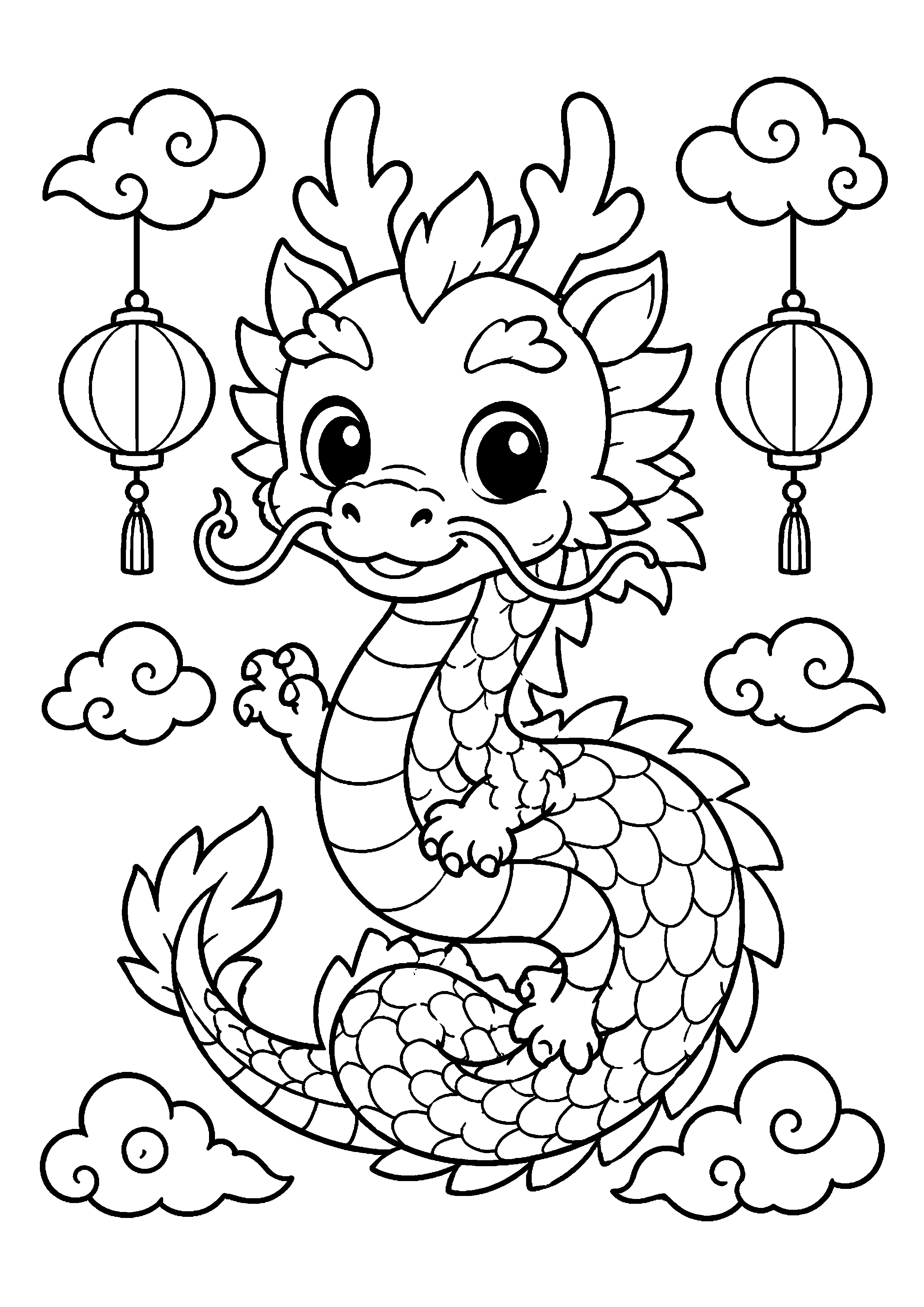 Coloriage Dragon chinois à imprimer – dessin n°12