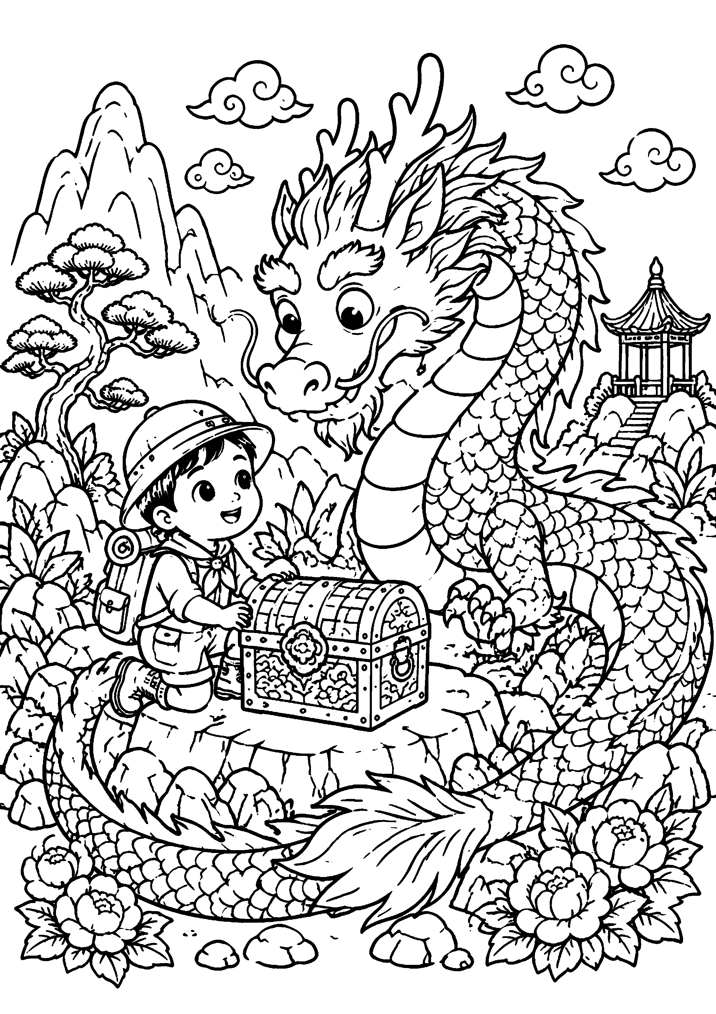 Coloriage Dragon chinois à imprimer – dessin n°16