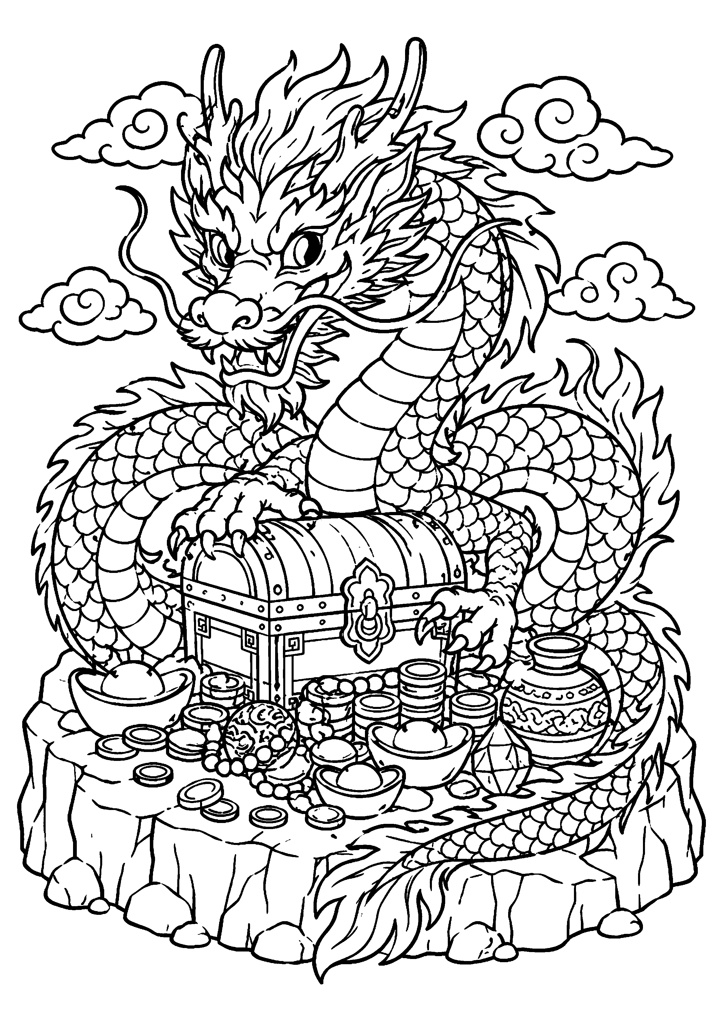 Coloriage Dragon chinois à imprimer – dessin n°17