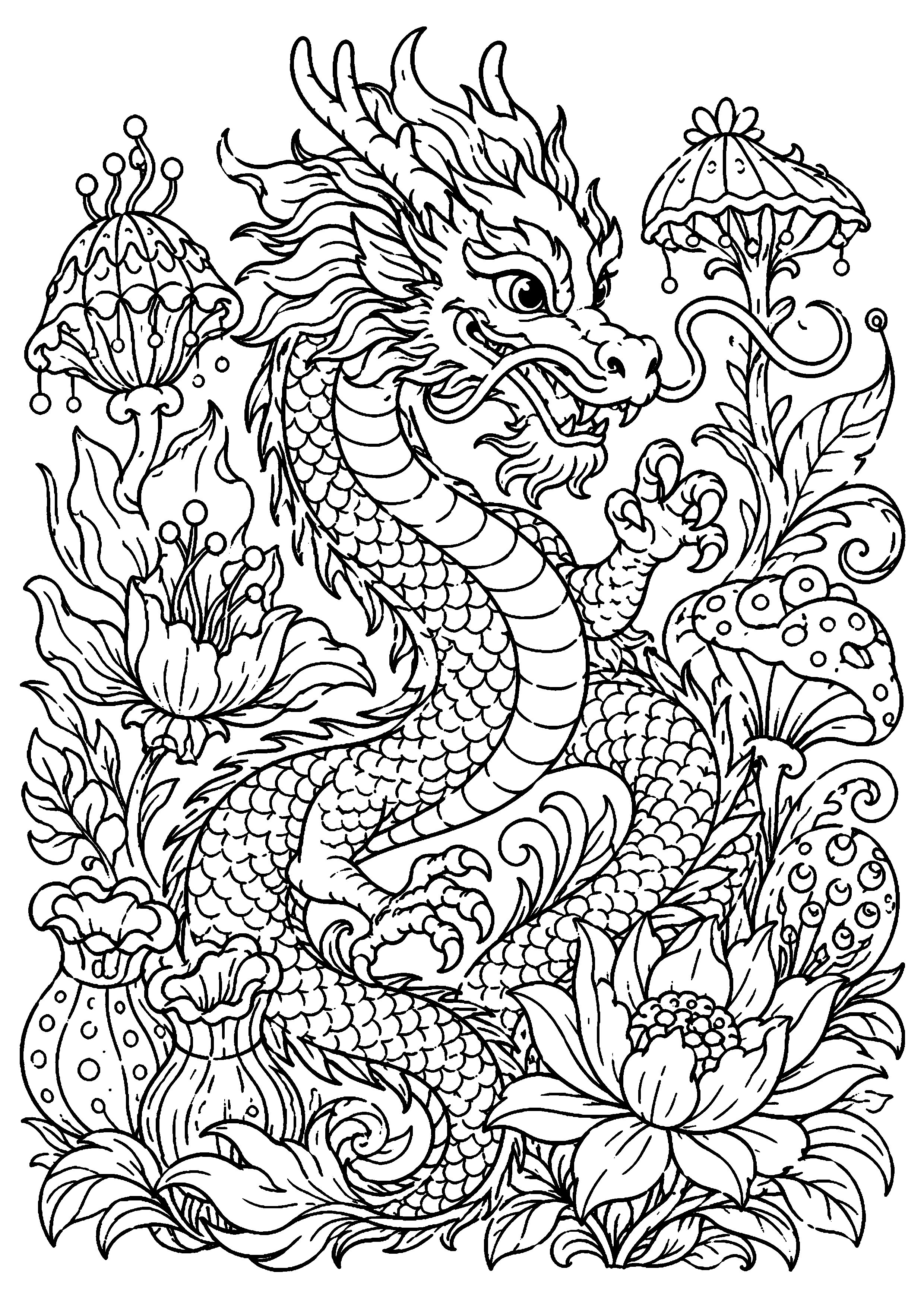Coloriage Dragon chinois à imprimer – dessin n°18