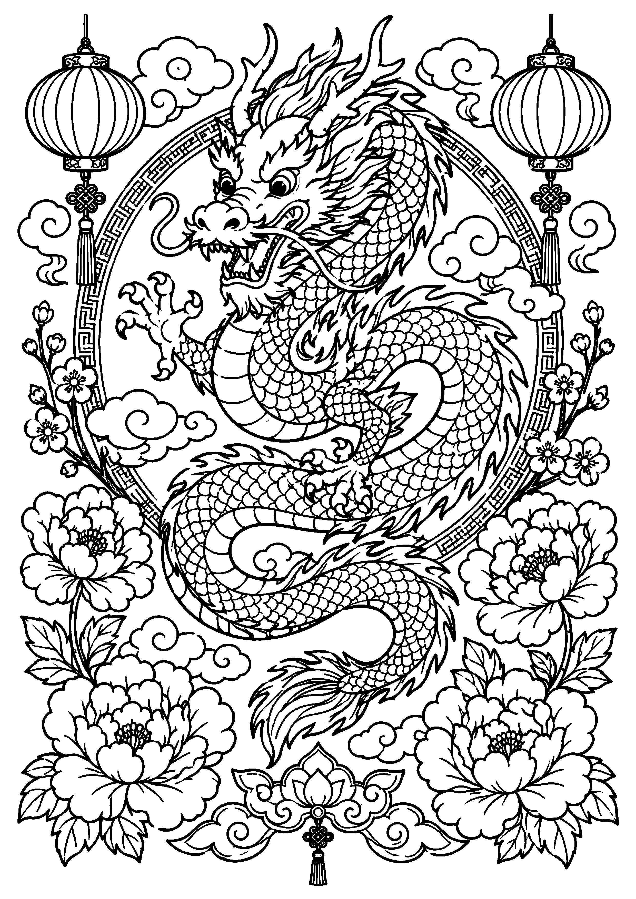 Coloriage Dragon chinois à imprimer – dessin n°19