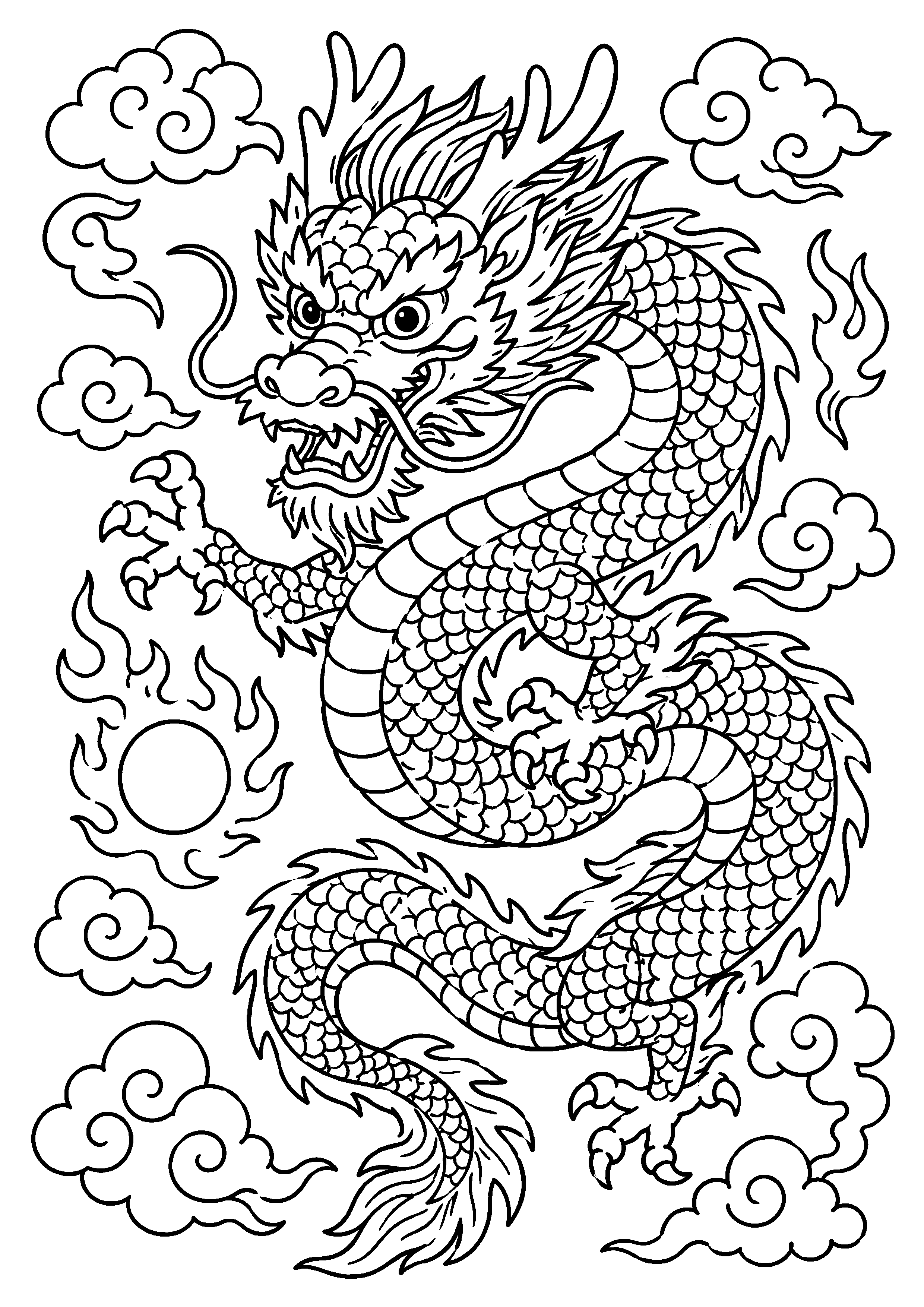 Coloriage Dragon chinois à imprimer – dessin n°20