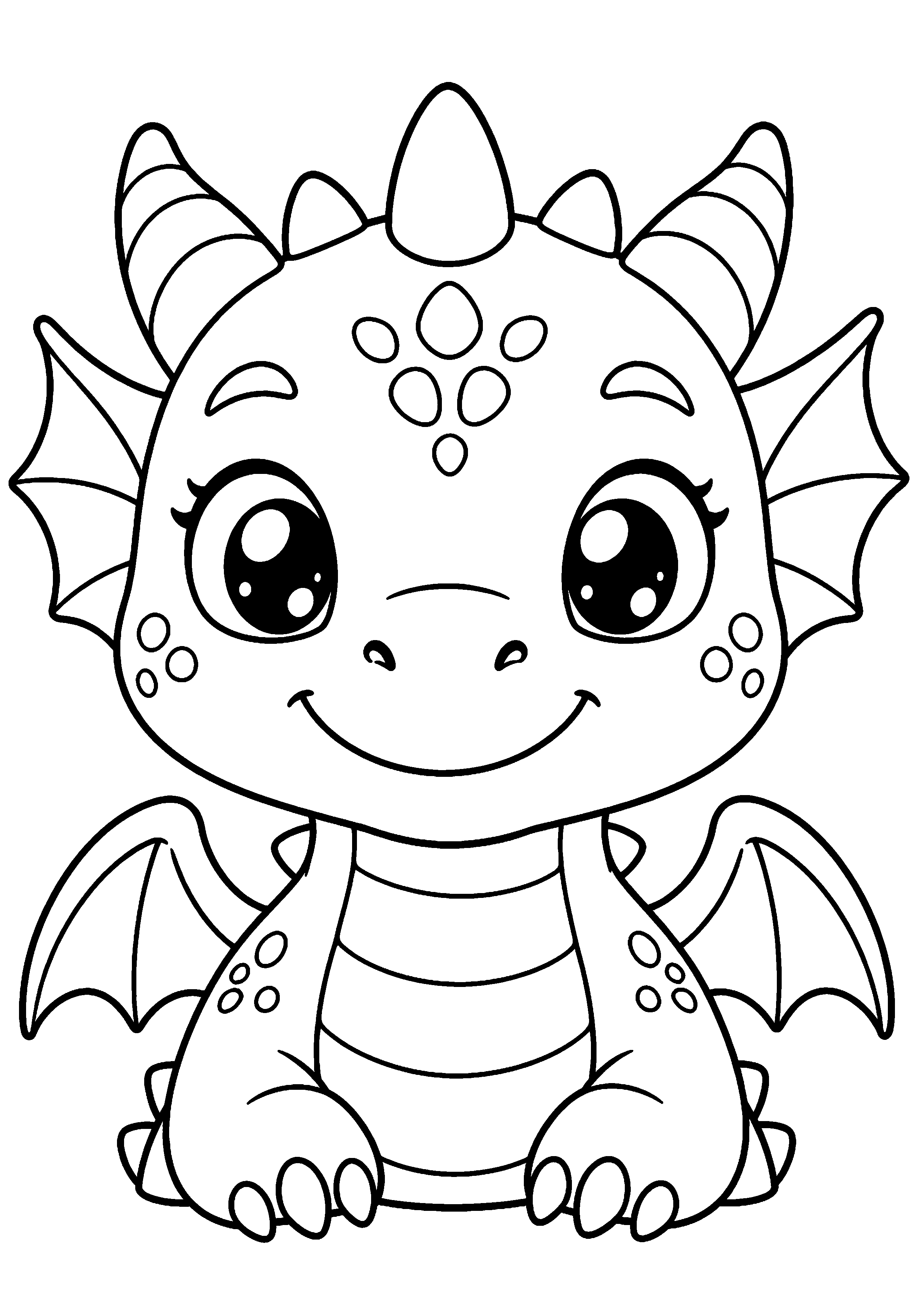 Coloriage portrait de dragon kawaii à imprimer gratuitement