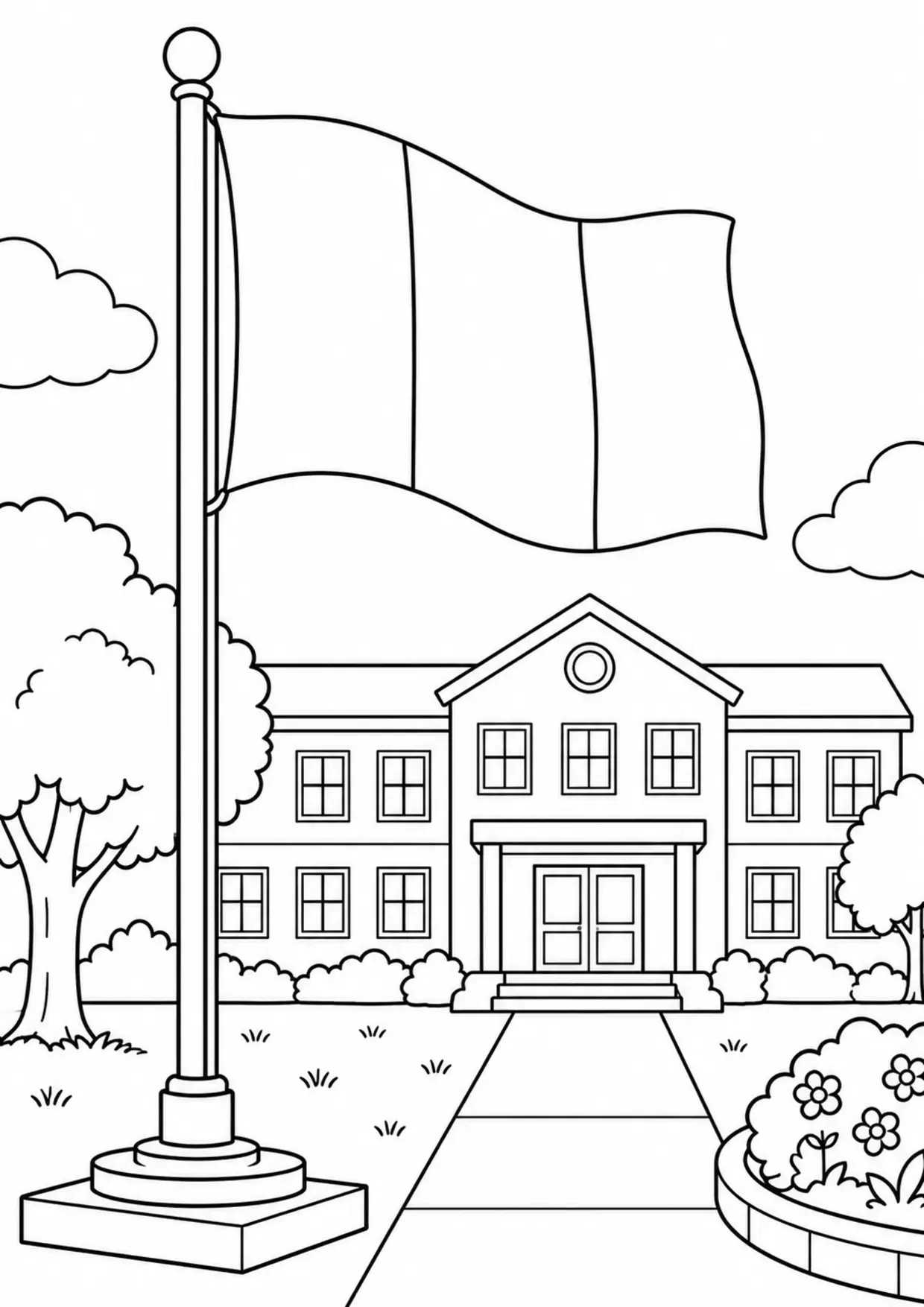 Coloriage drapeau français : école – fiche 2