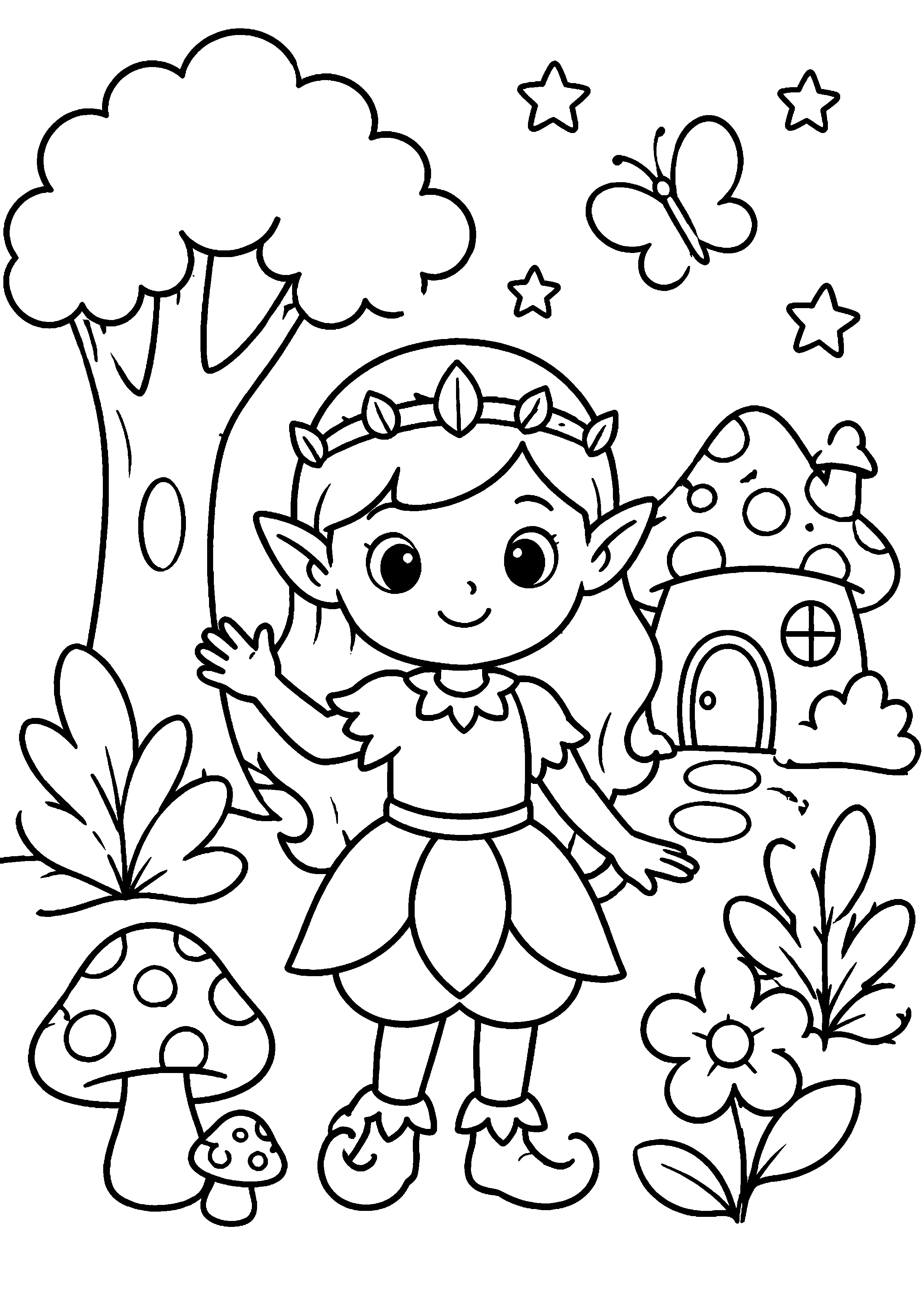 Coloriage Elfe à imprimer – dessin 3