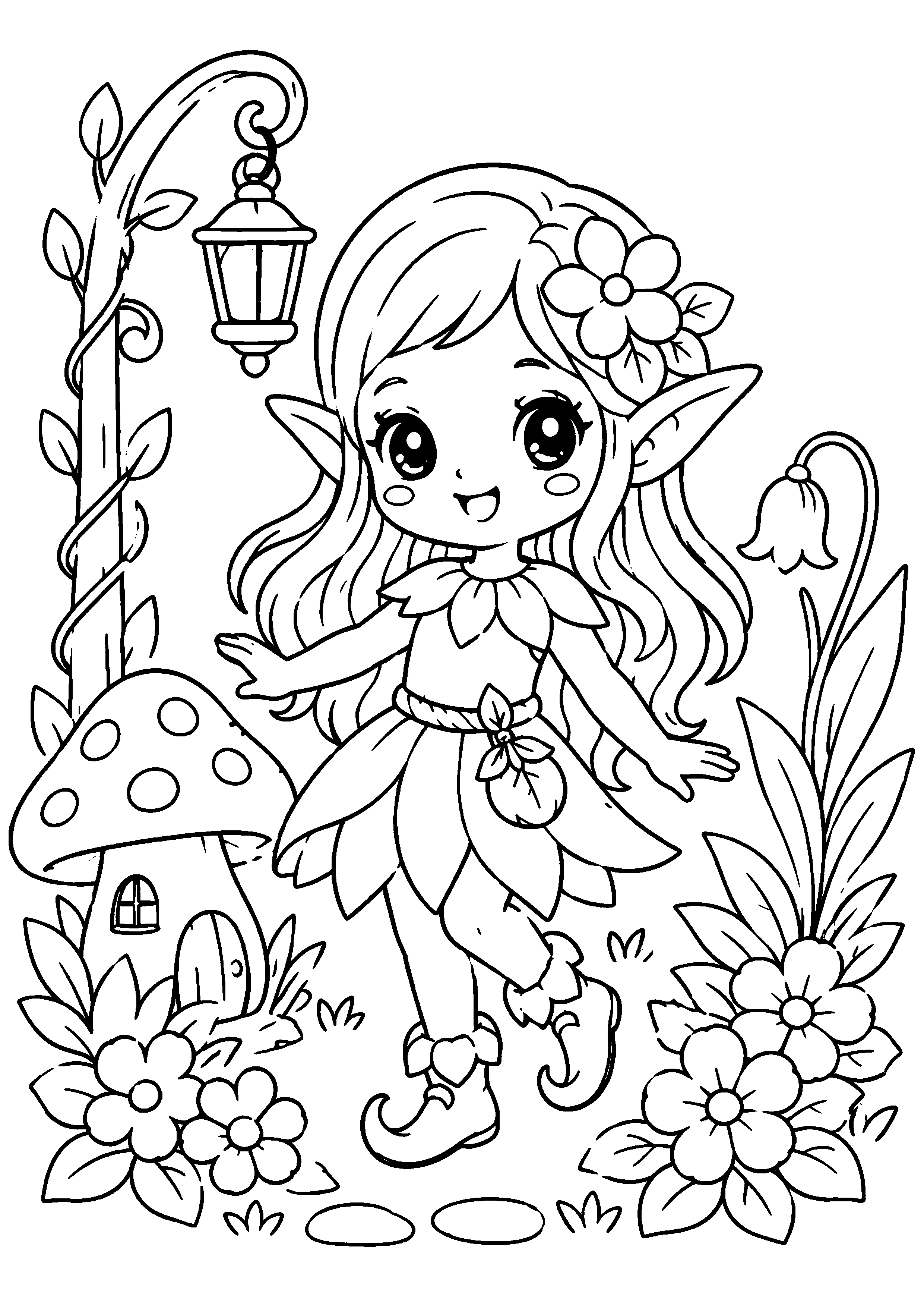 Coloriage Elfe à imprimer – dessin n°12