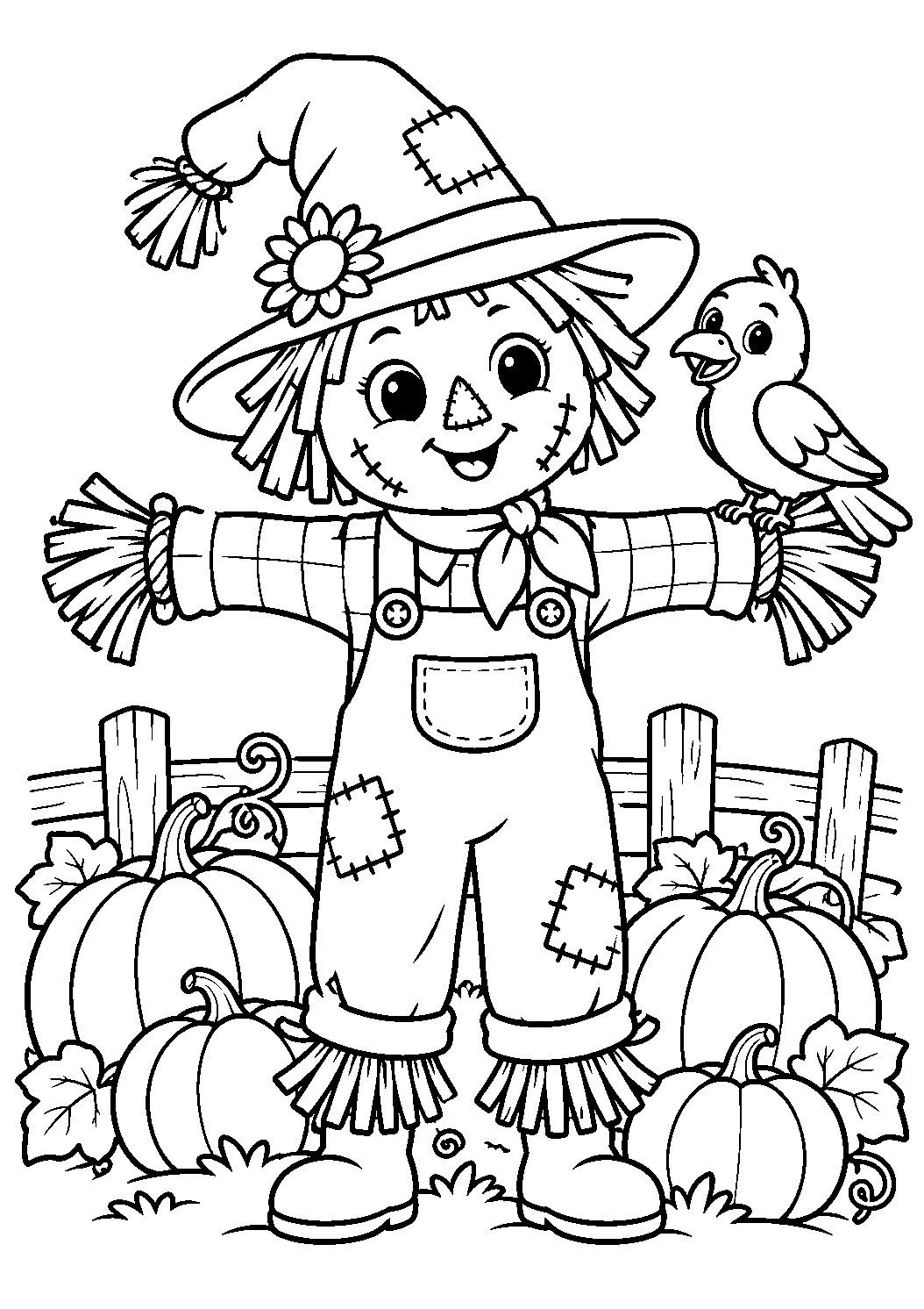 Coloriage Épouvantail Halloween