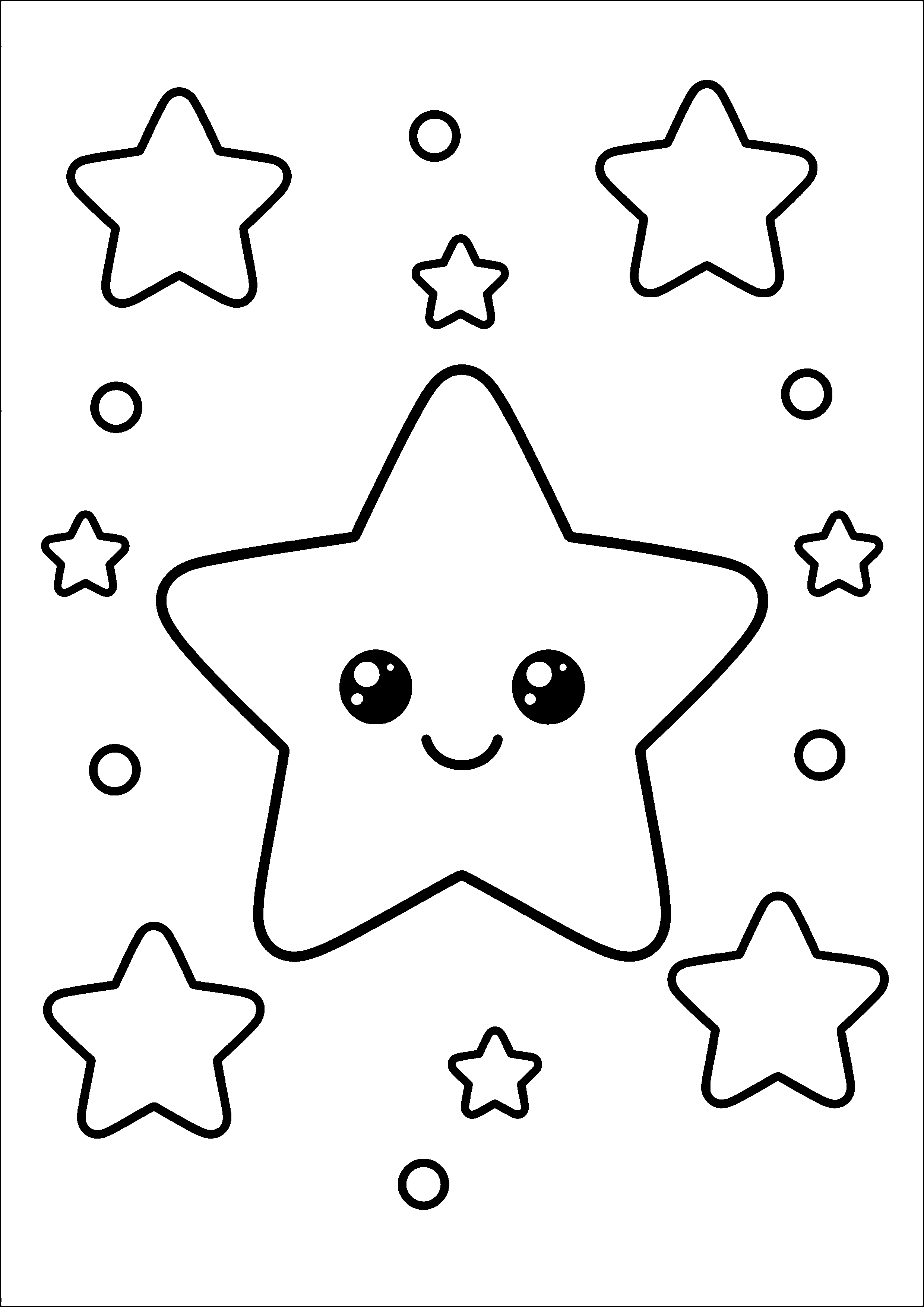 Coloriage grande étoile kawaii avec petites étoiles à imprimer gratuitement