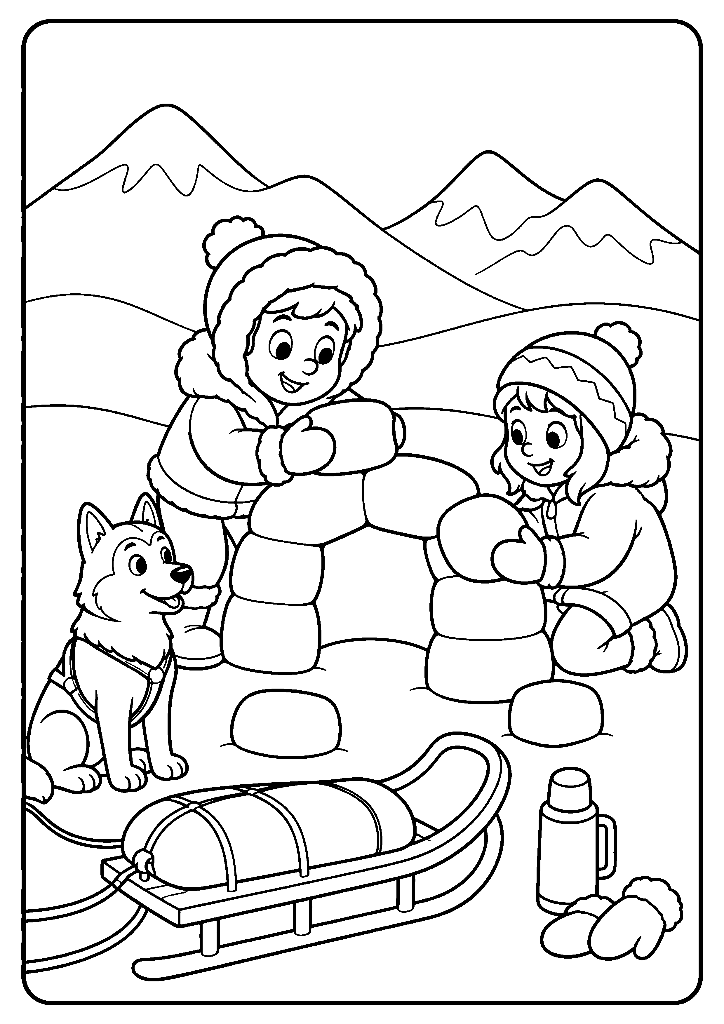 Coloriage expédition polaire à imprimer – dessin n°2