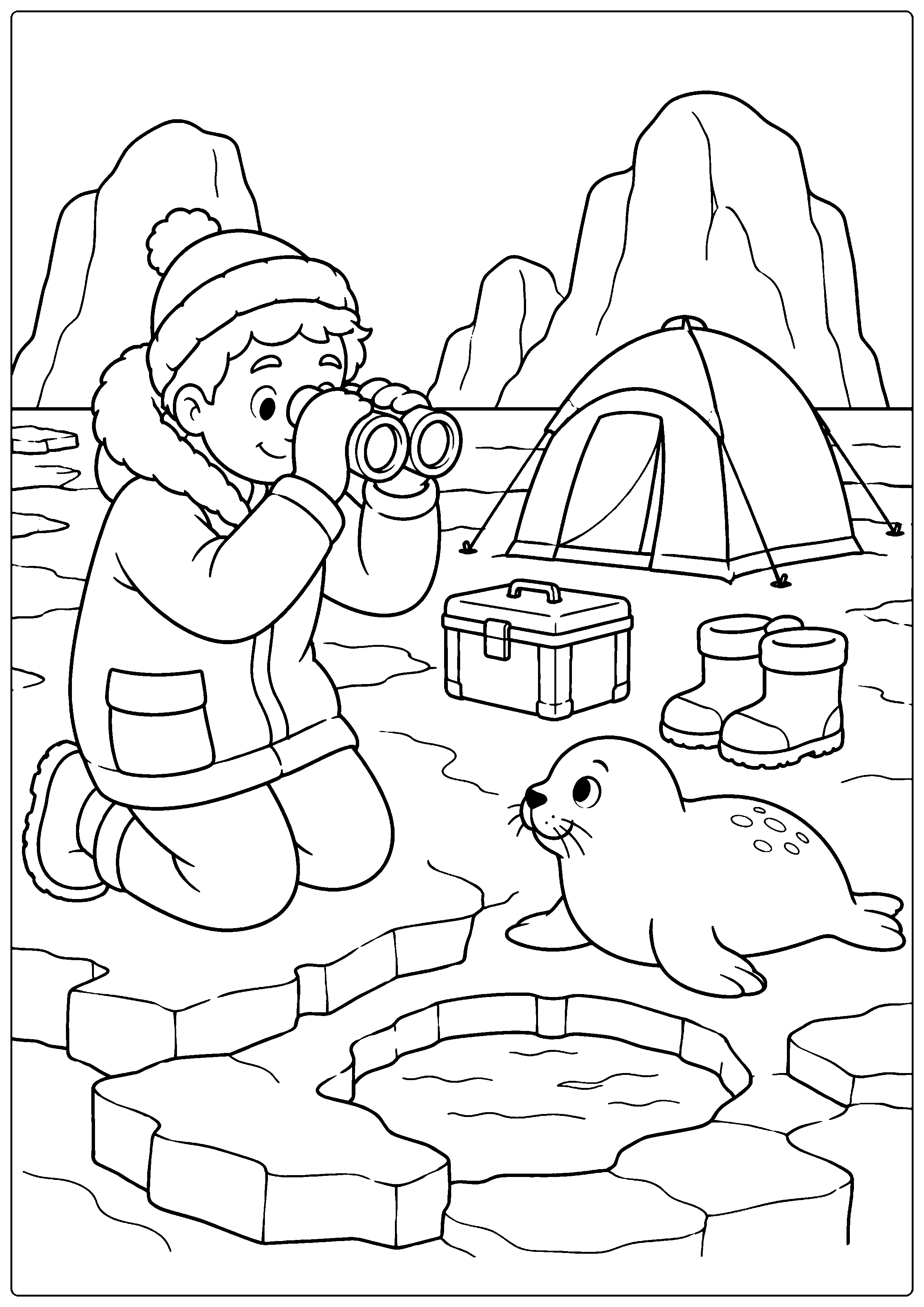 Coloriage expédition polaire à imprimer – dessin n°3