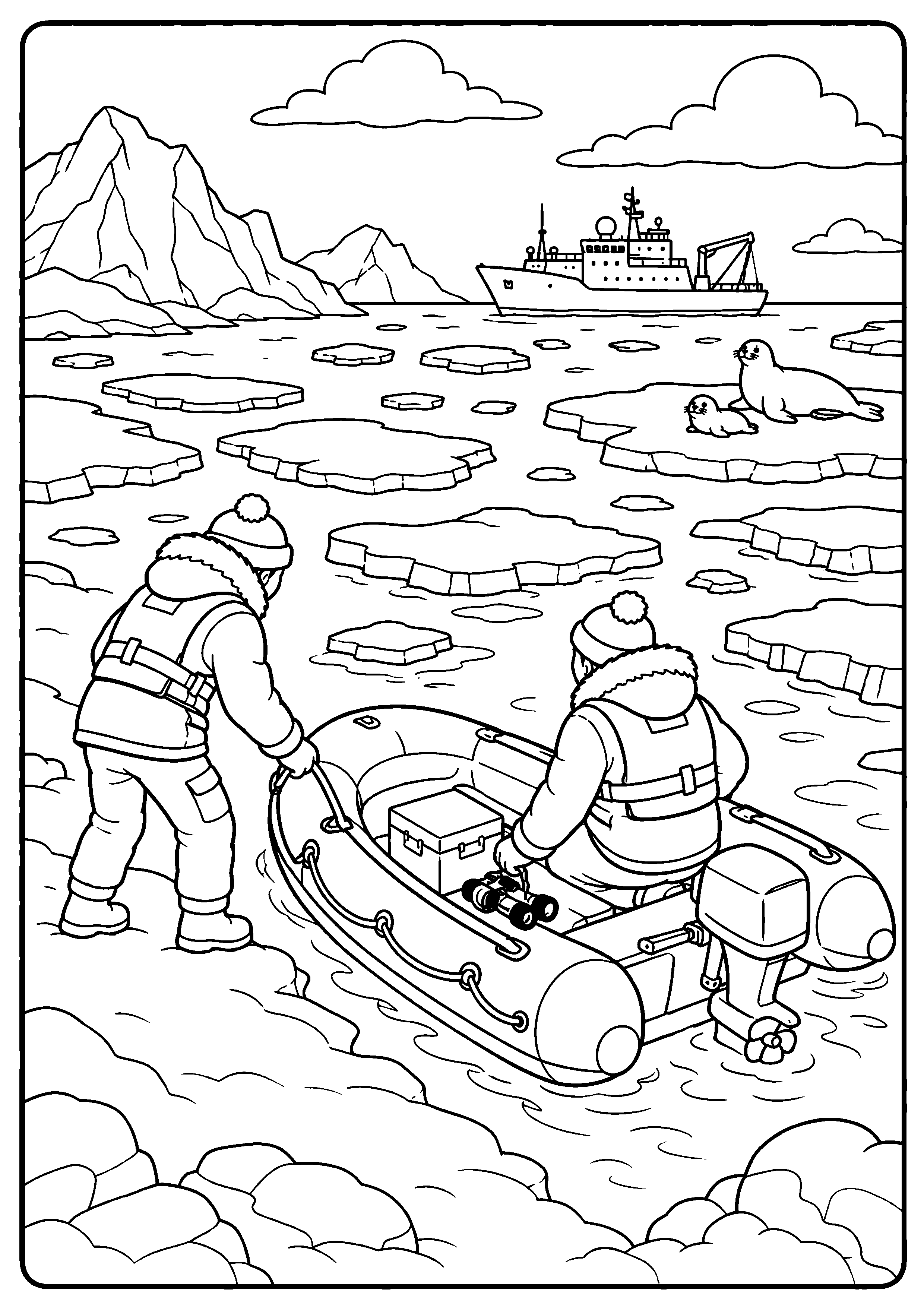 Coloriage expédition polaire à imprimer – dessin n°7