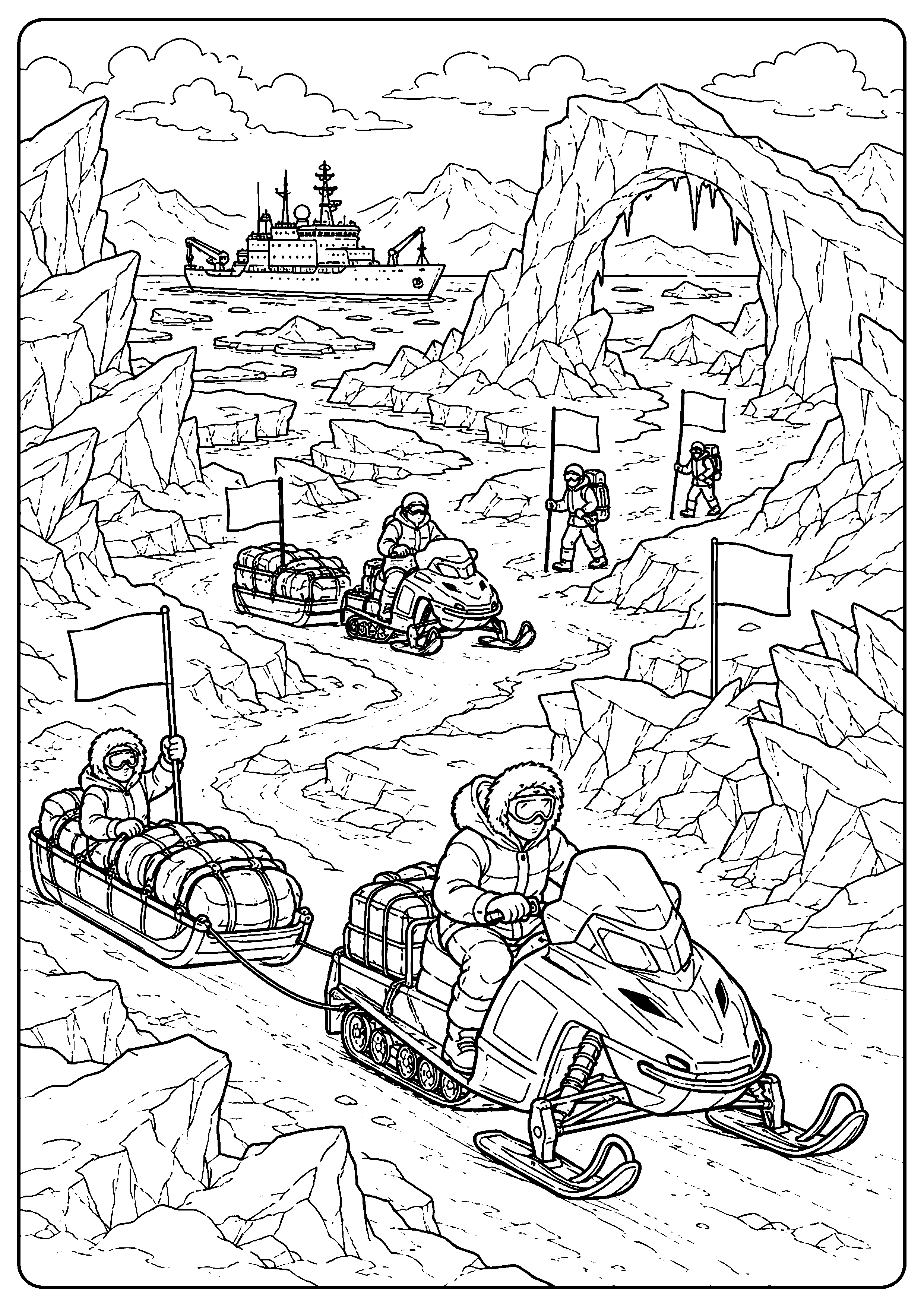 Coloriage expédition polaire à imprimer – dessin n°17