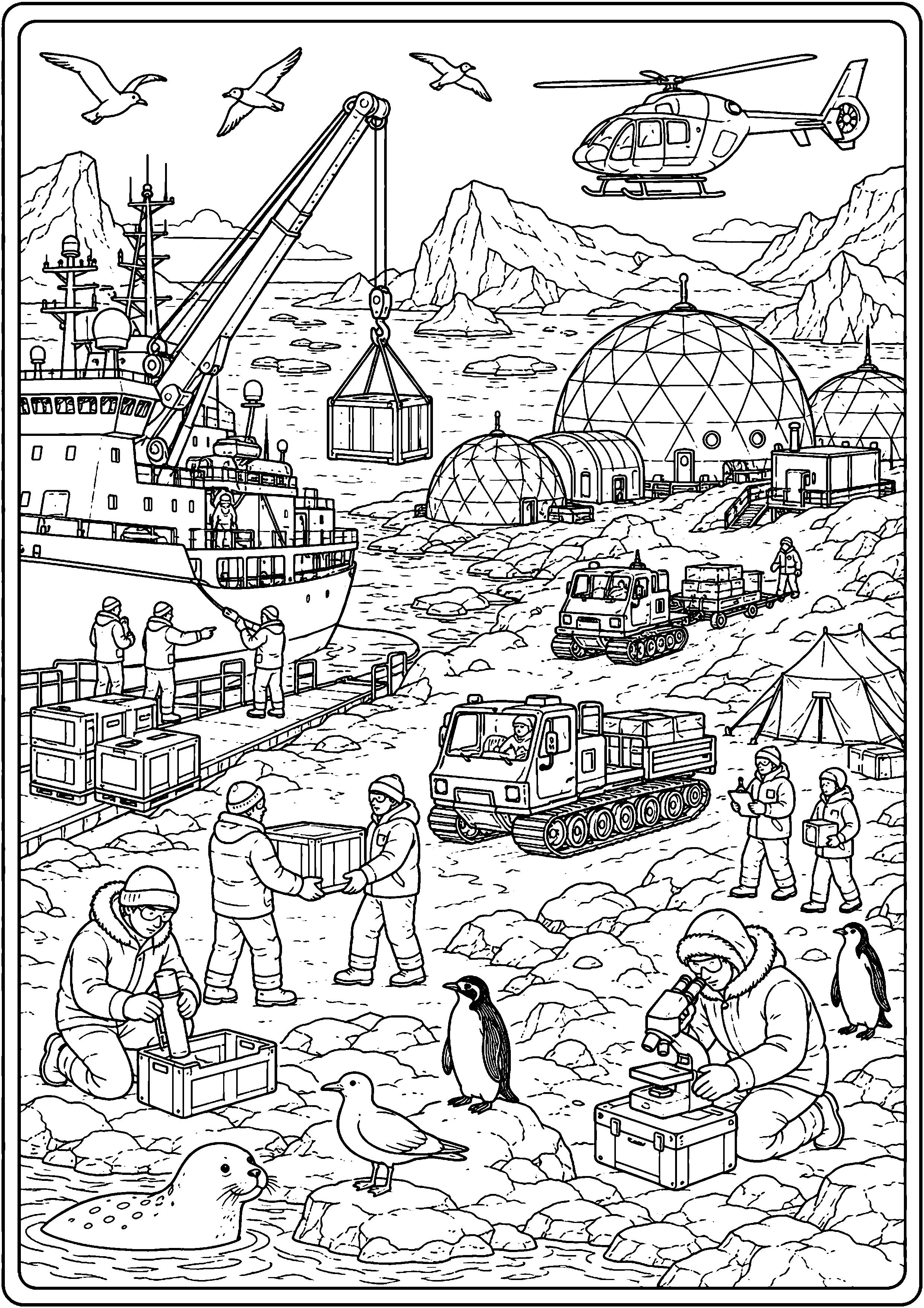 Coloriage expédition polaire à imprimer – dessin n°19