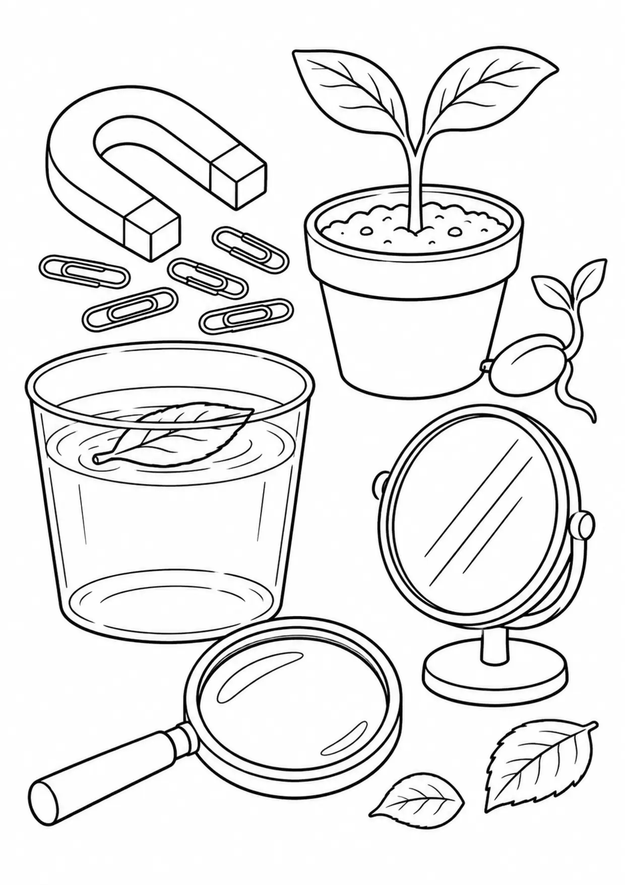 Coloriage expériences scientifiques : ombre d’un jouet qui change avec le soleil à imprimer