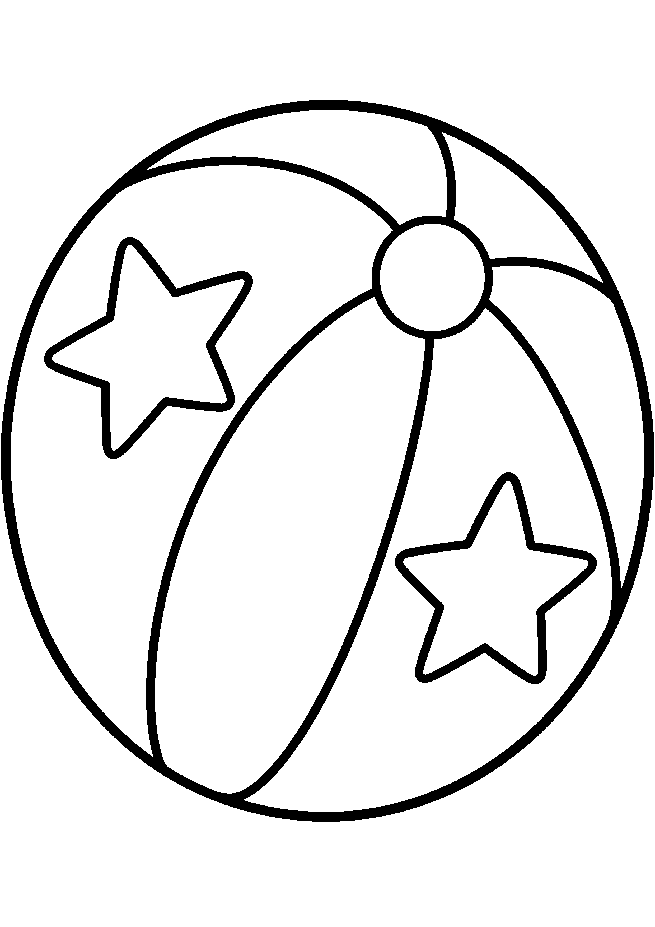 Coloriage facile pour maternelle représentant gros ballon rond avec deux étoiles en grand