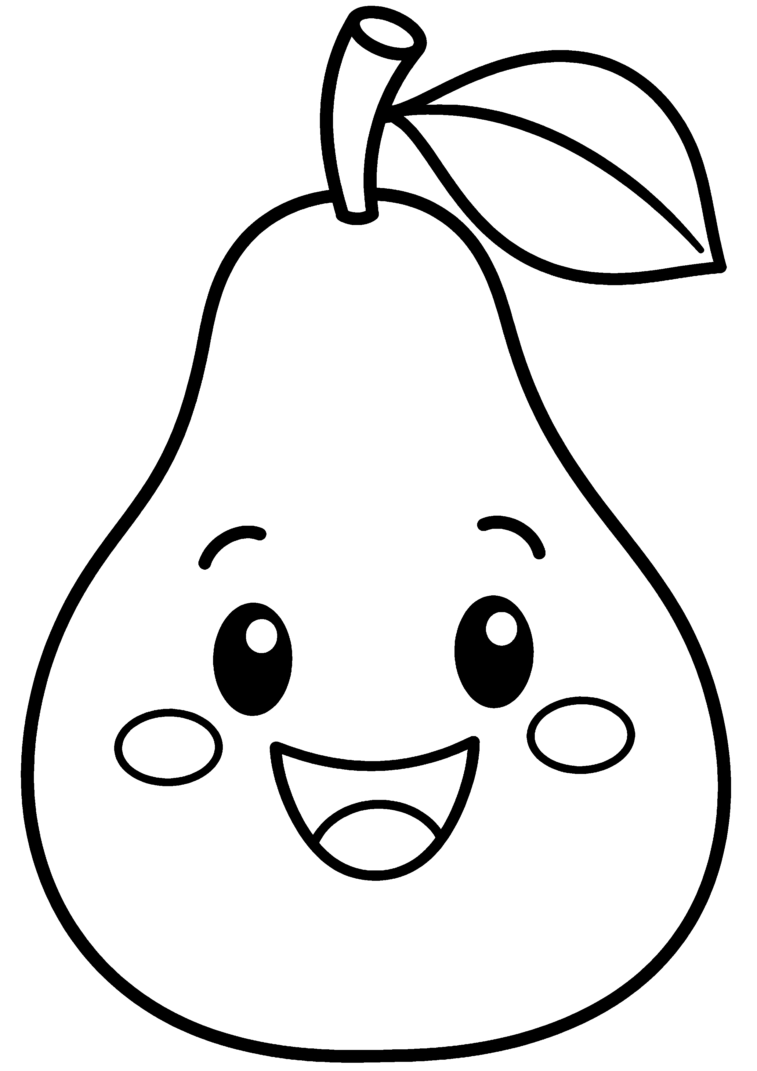 Coloriage facile pour maternelle représentant poire souriante très simple en grand