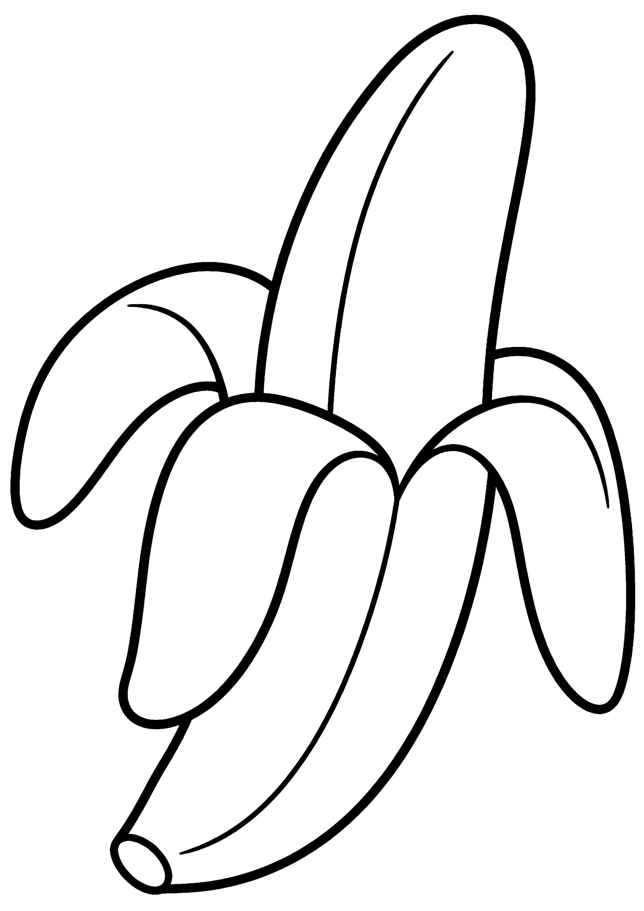 Coloriage facile pour maternelle représentant banane épluchée aux grandes zones en grand