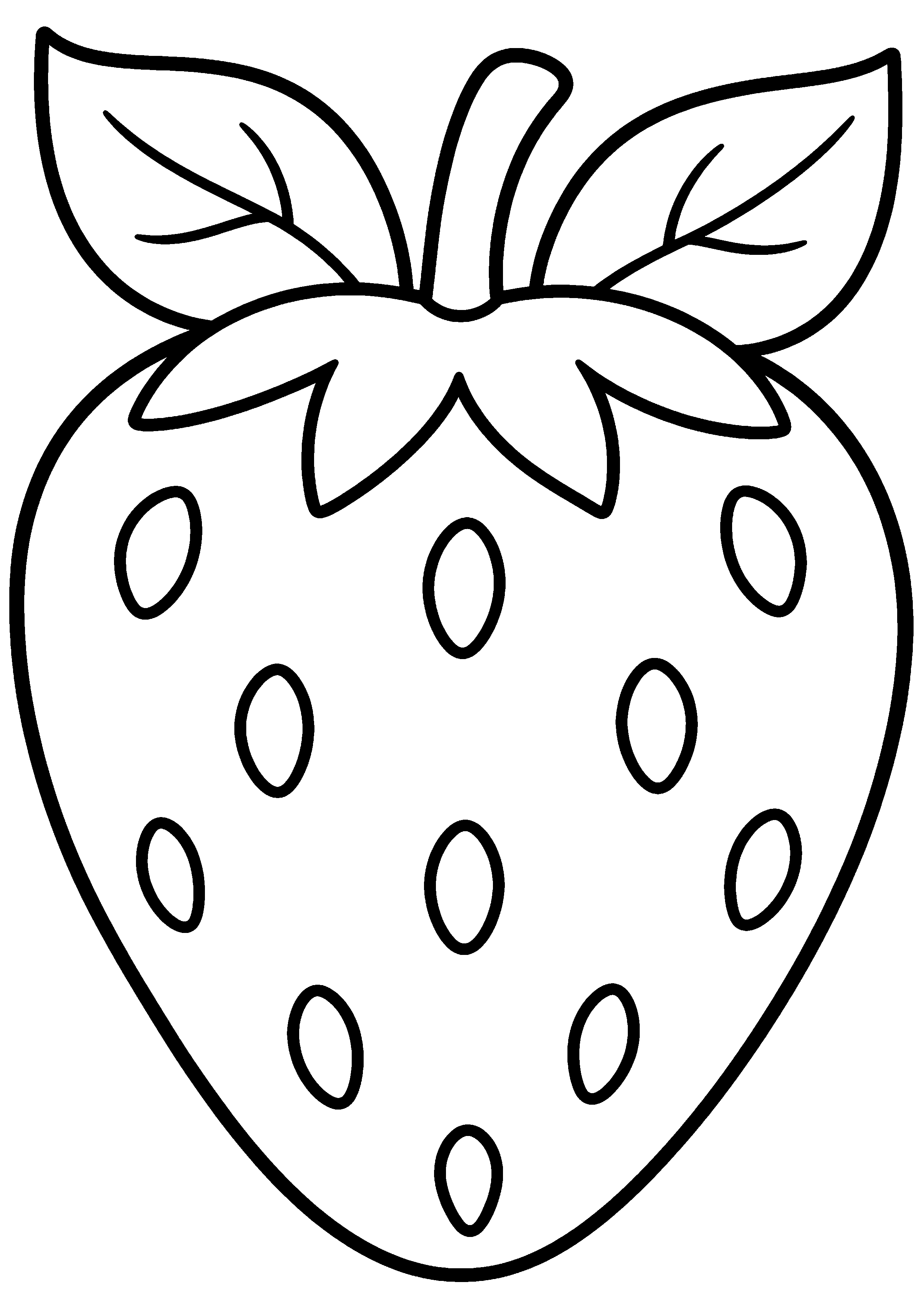 Coloriage facile pour maternelle représentant fraise géante avec quelques graines en grand