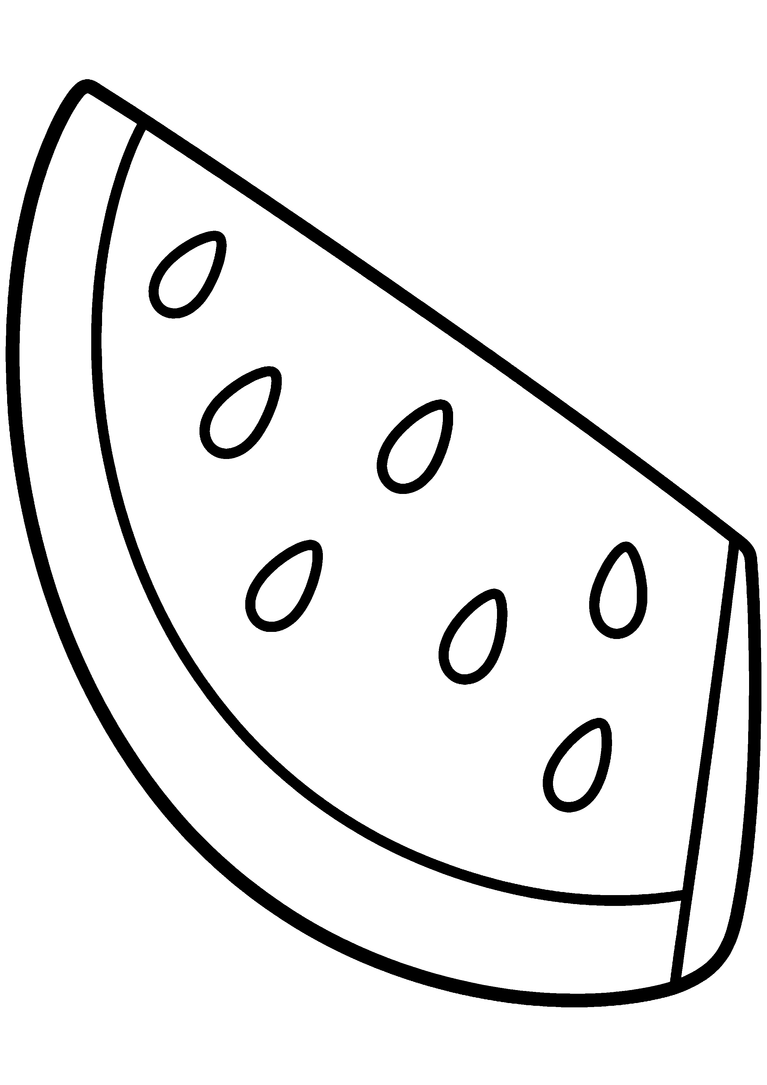 Coloriage facile pour maternelle représentant pastèque en grande tranche en grand