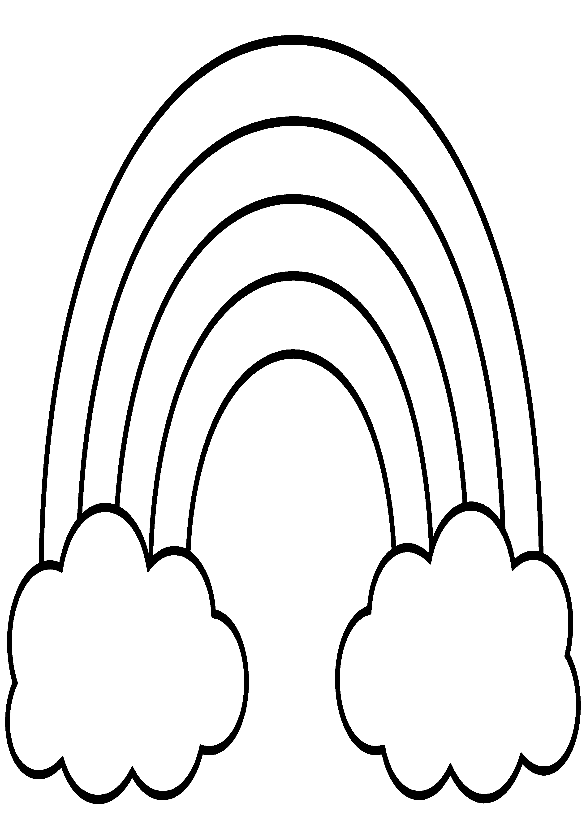 Coloriage facile pour maternelle représentant arc-en-ciel à quatre bandes en grand