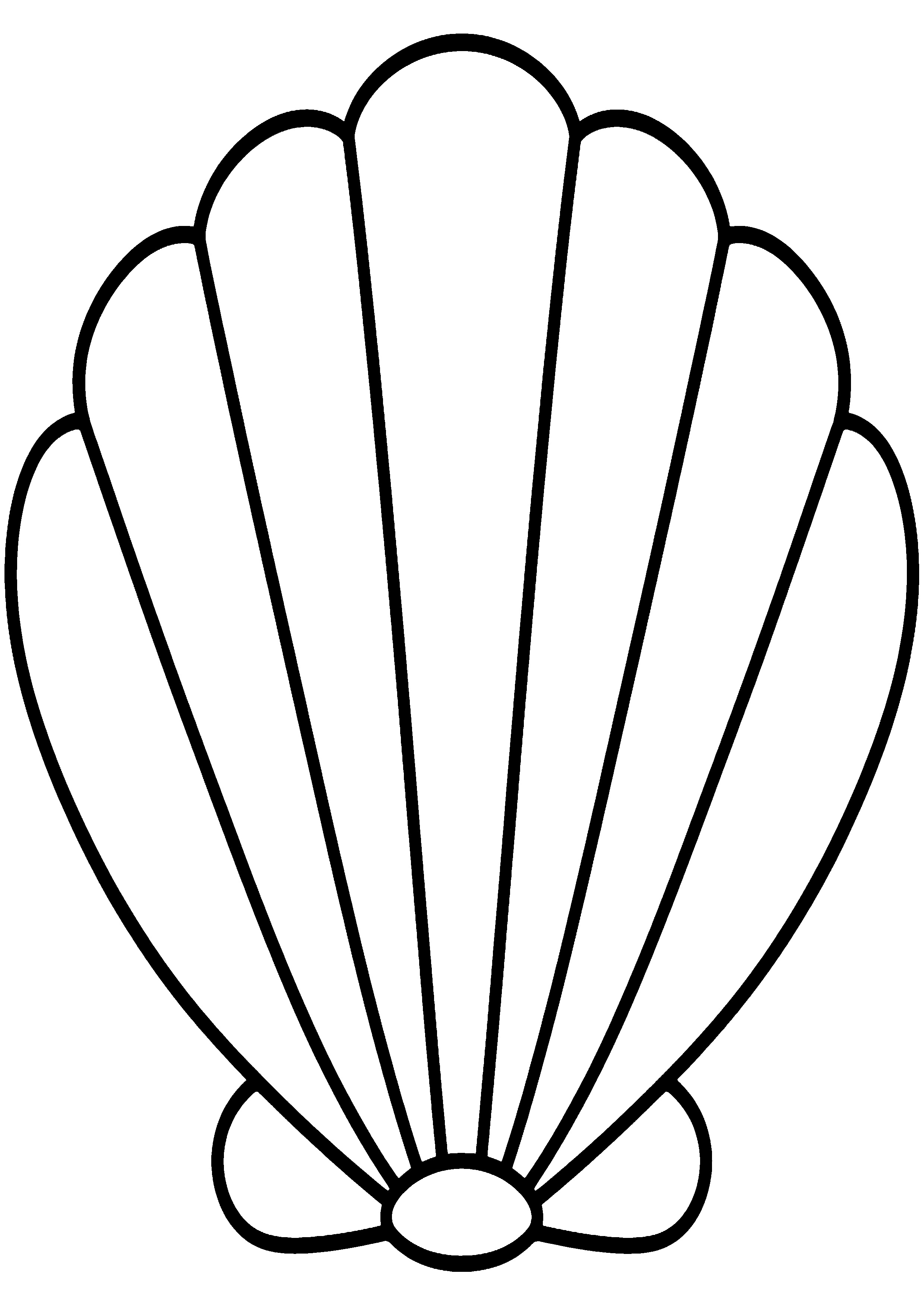 Coloriage facile pour maternelle représentant coquillage en éventail en grand
