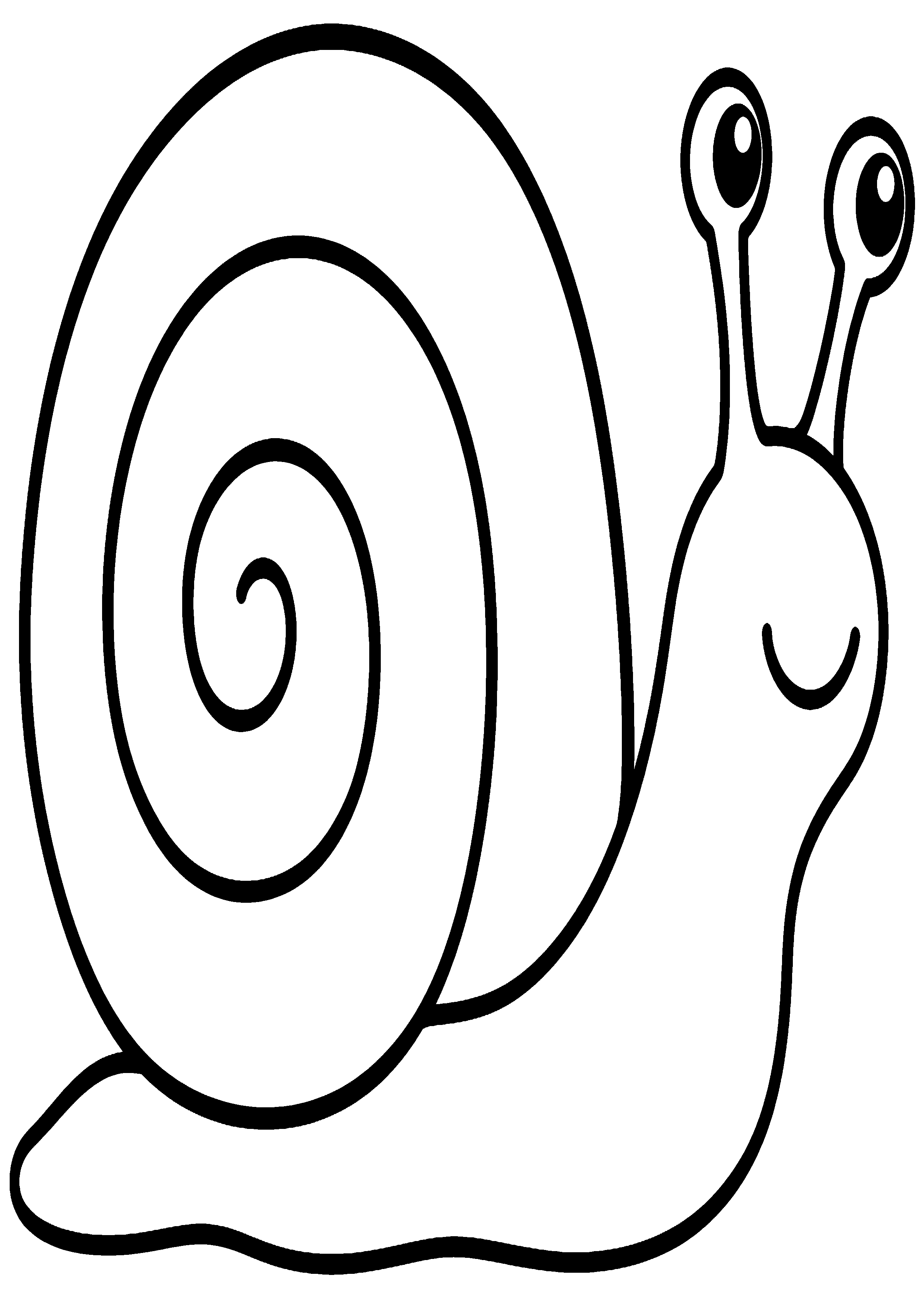 Coloriage facile pour maternelle représentant escargot de profil à grande spirale en grand