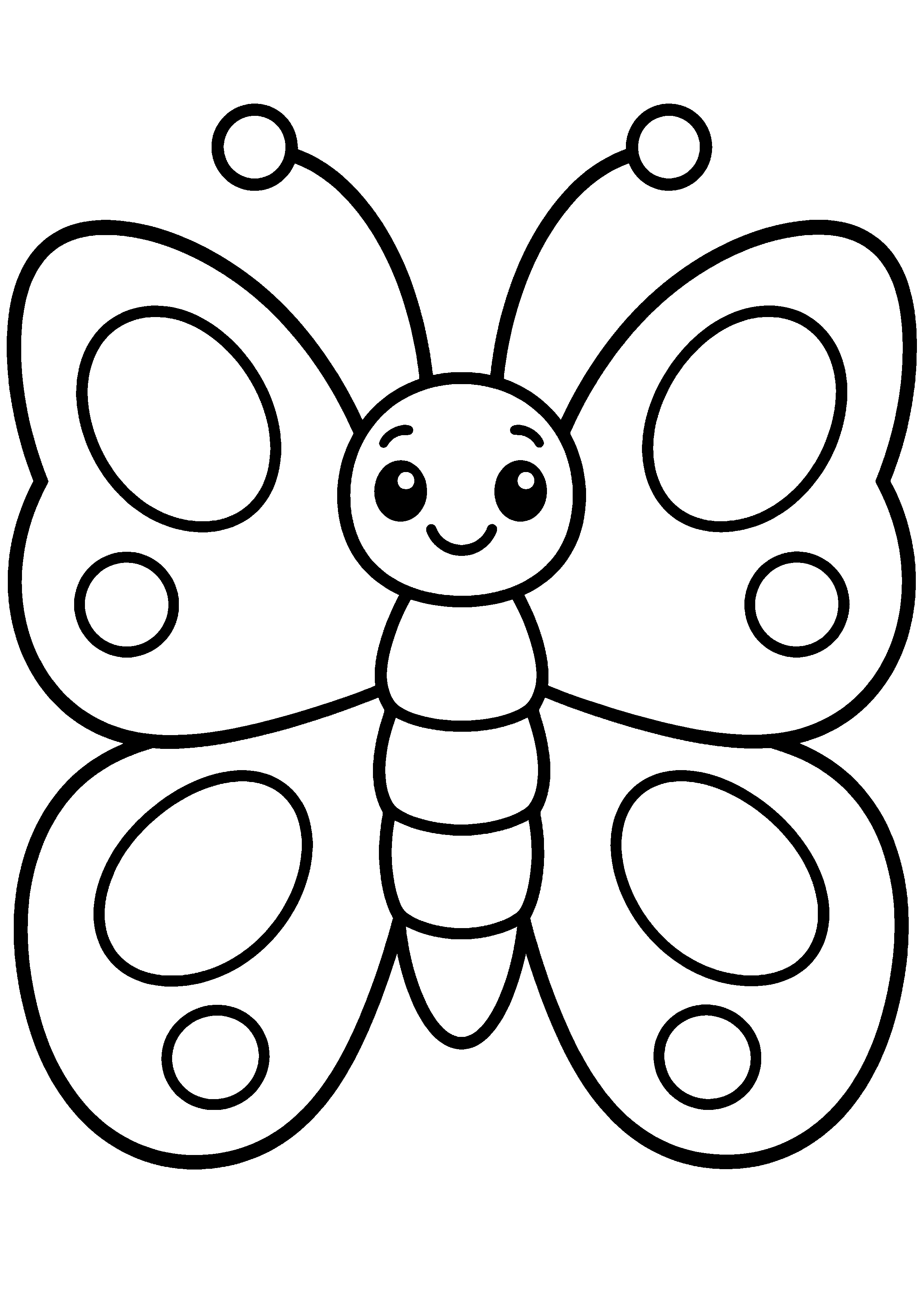 Coloriage facile pour maternelle représentant papillon aux quatre ailes symétriques en grand