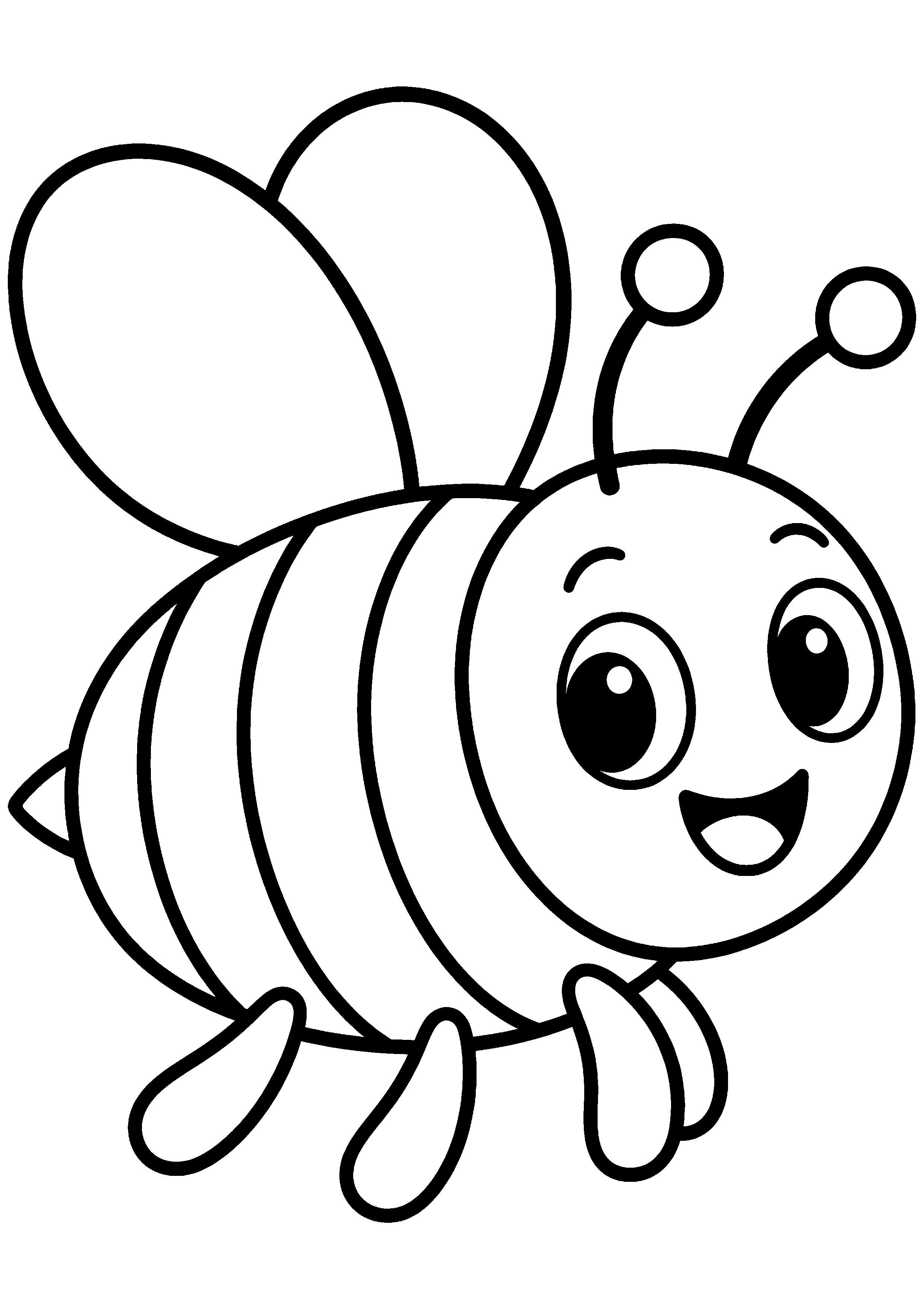 Coloriage facile pour maternelle représentant abeille ronde aux larges rayures en grand