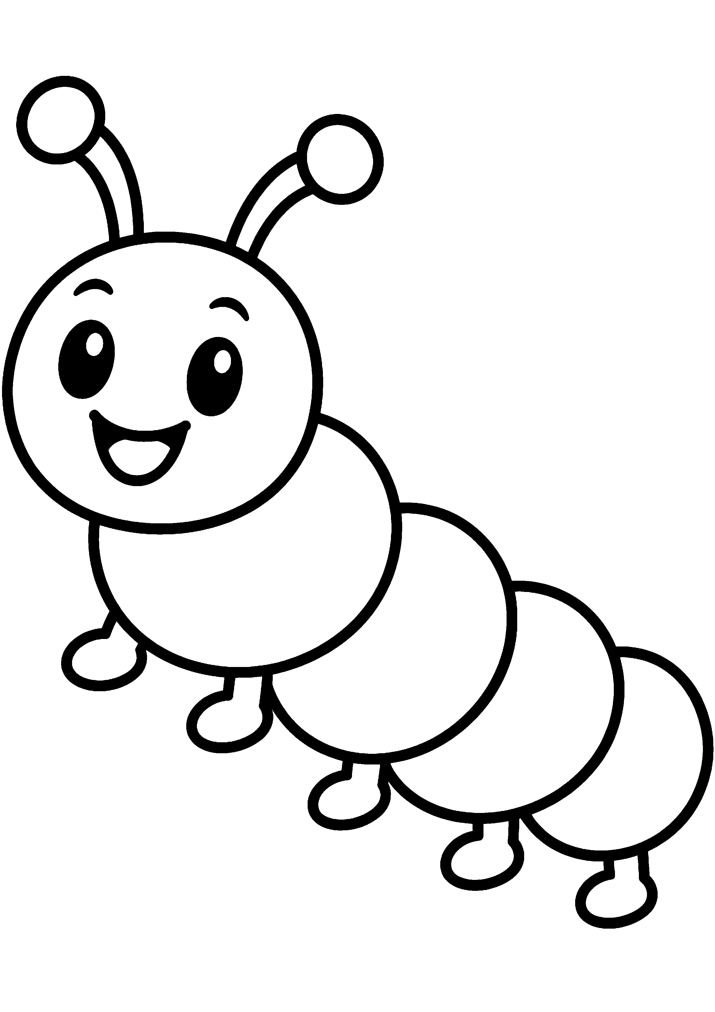 Coloriage facile pour maternelle représentant chenille de cinq anneaux en grand