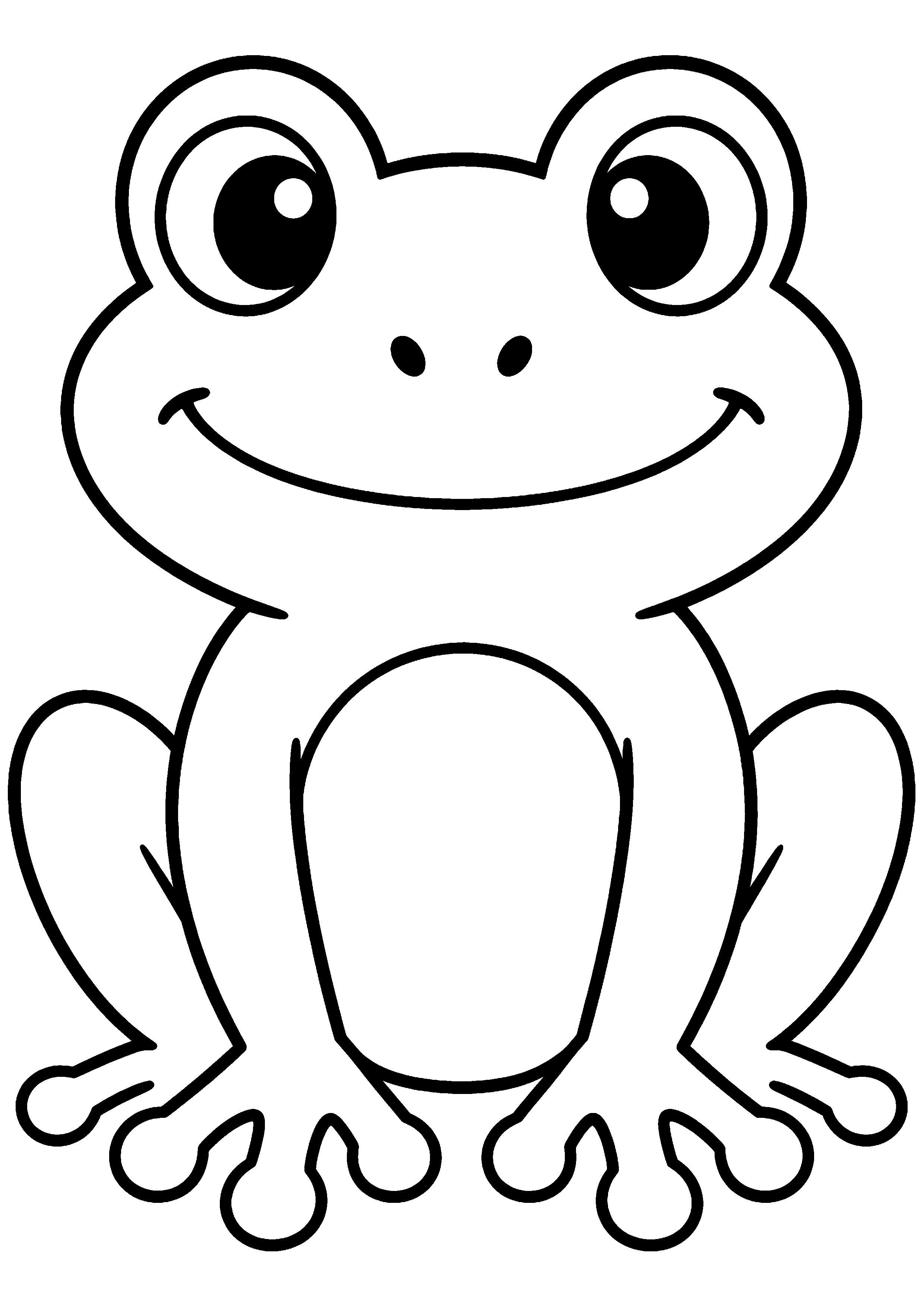 Coloriage facile pour maternelle représentant grenouille assise de face en grand