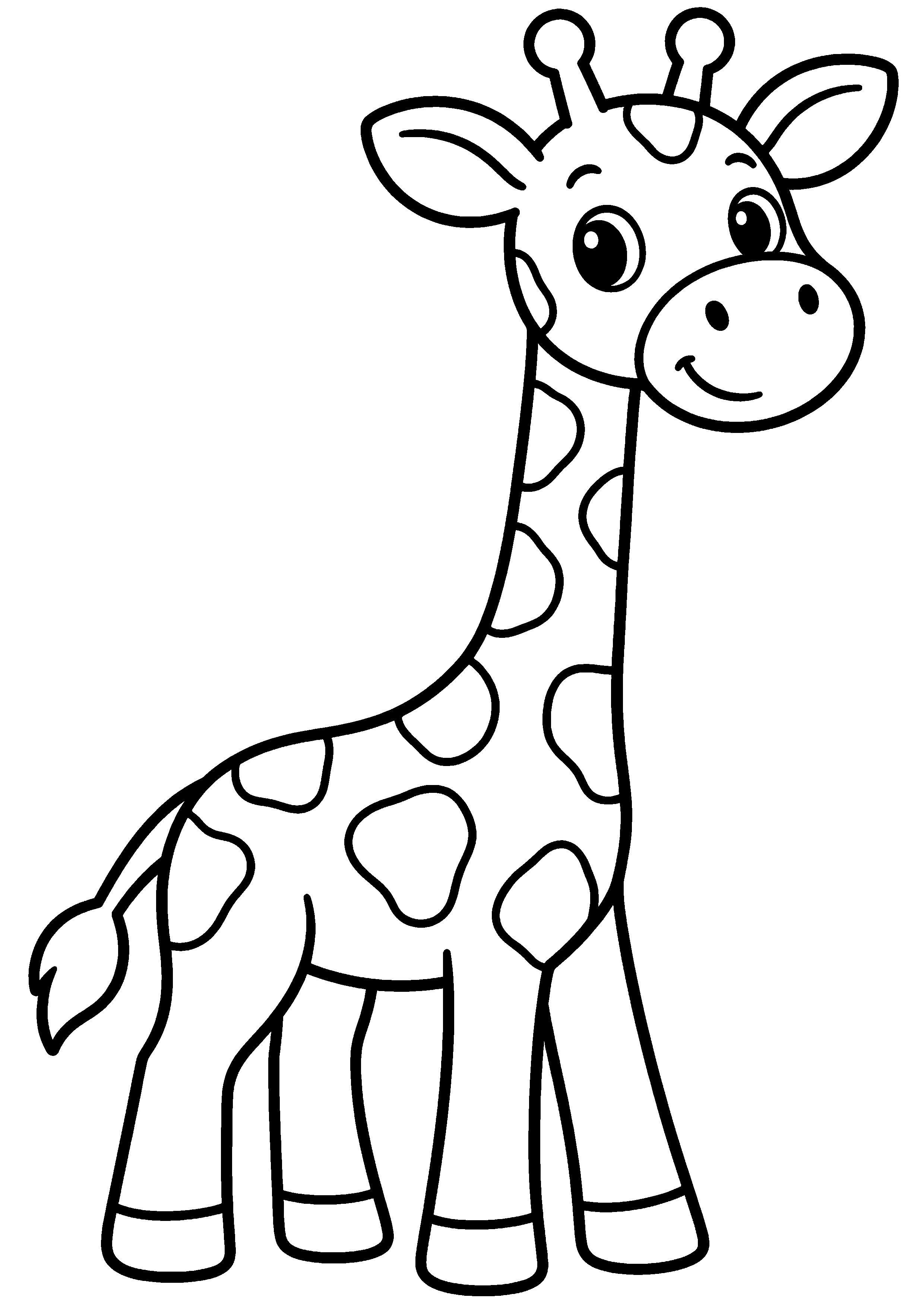 Coloriage facile pour maternelle représentant girafe simple au long cou en grand