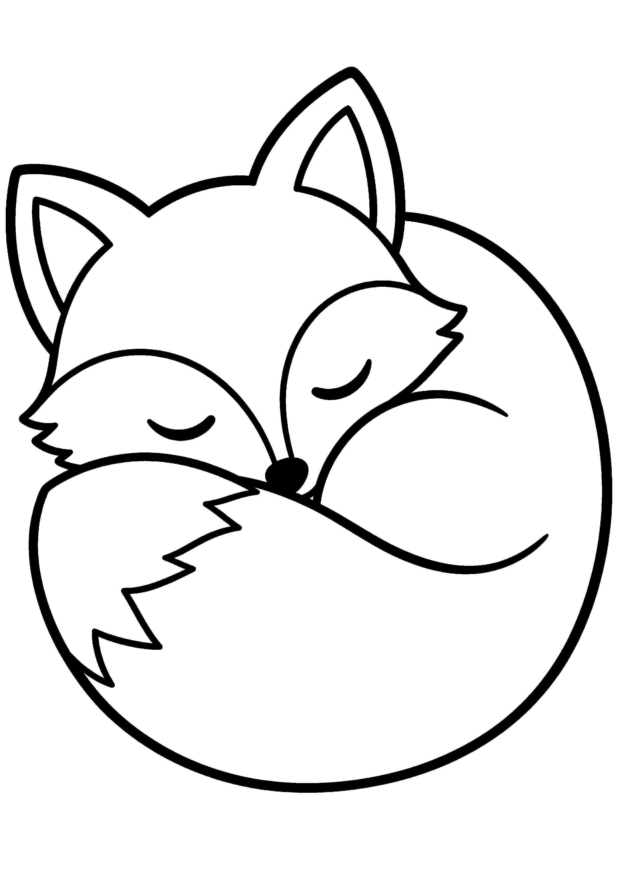 Coloriage facile pour maternelle représentant renard roulé en boule en grand
