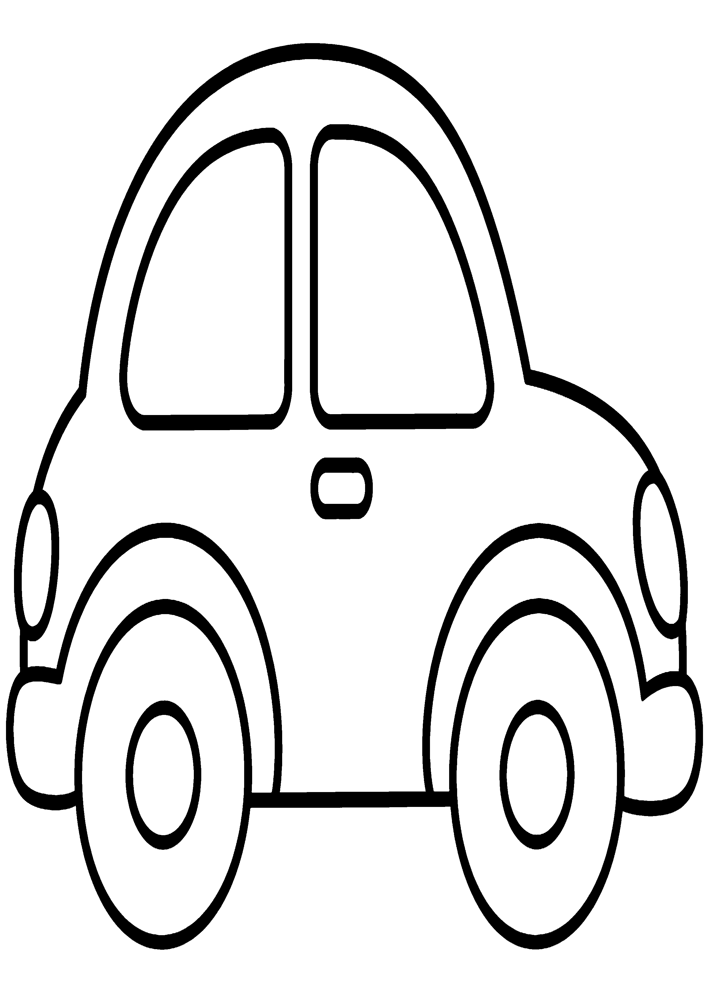 Coloriage facile pour maternelle représentant voiture ronde vue de côté en grand