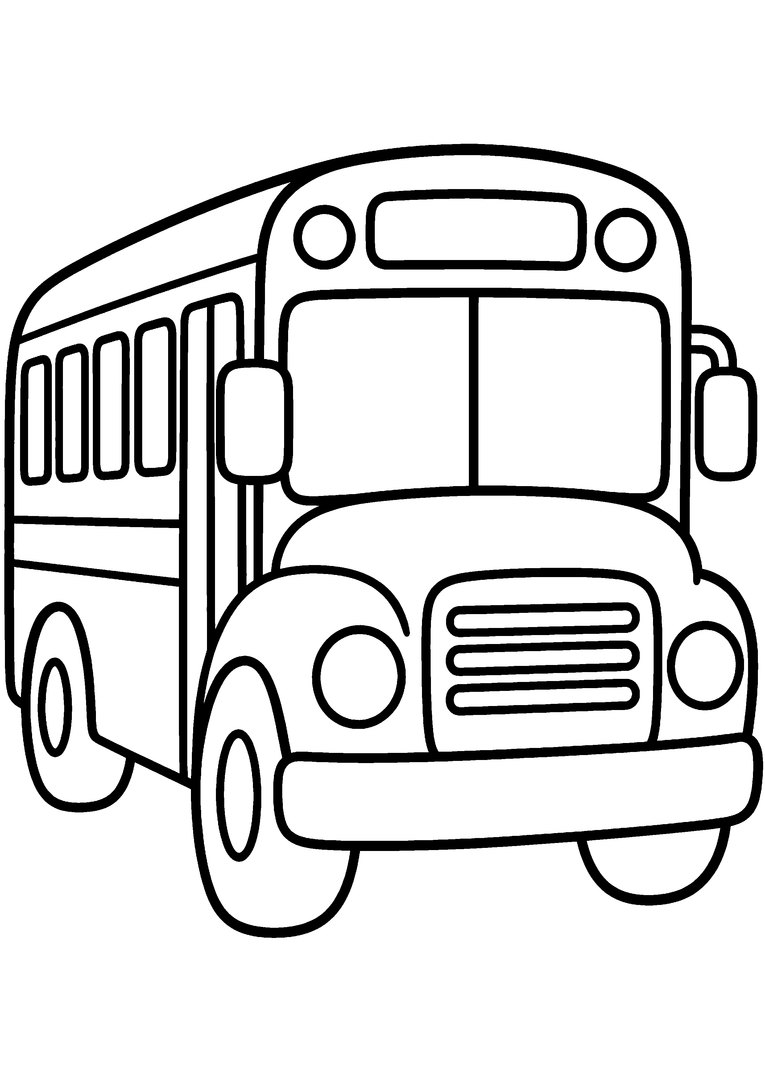 Coloriage facile pour maternelle représentant bus scolaire très simplifié en grand