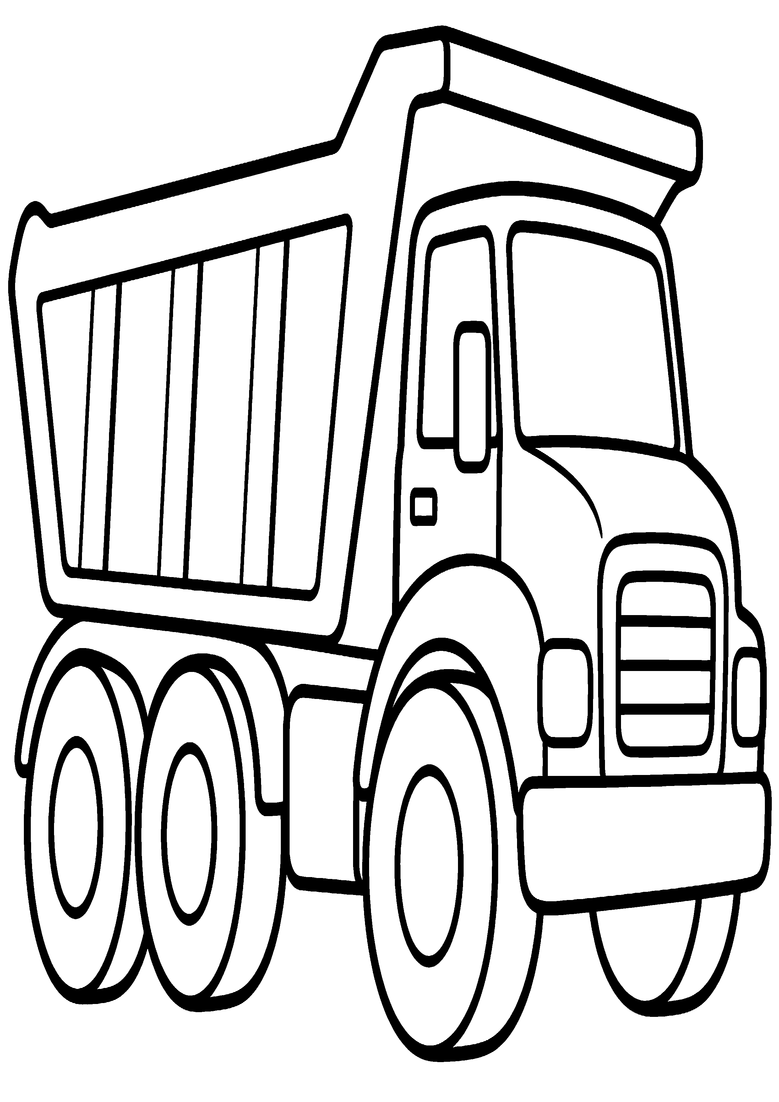 Coloriage facile pour maternelle représentant camion-benne à grande benne en grand