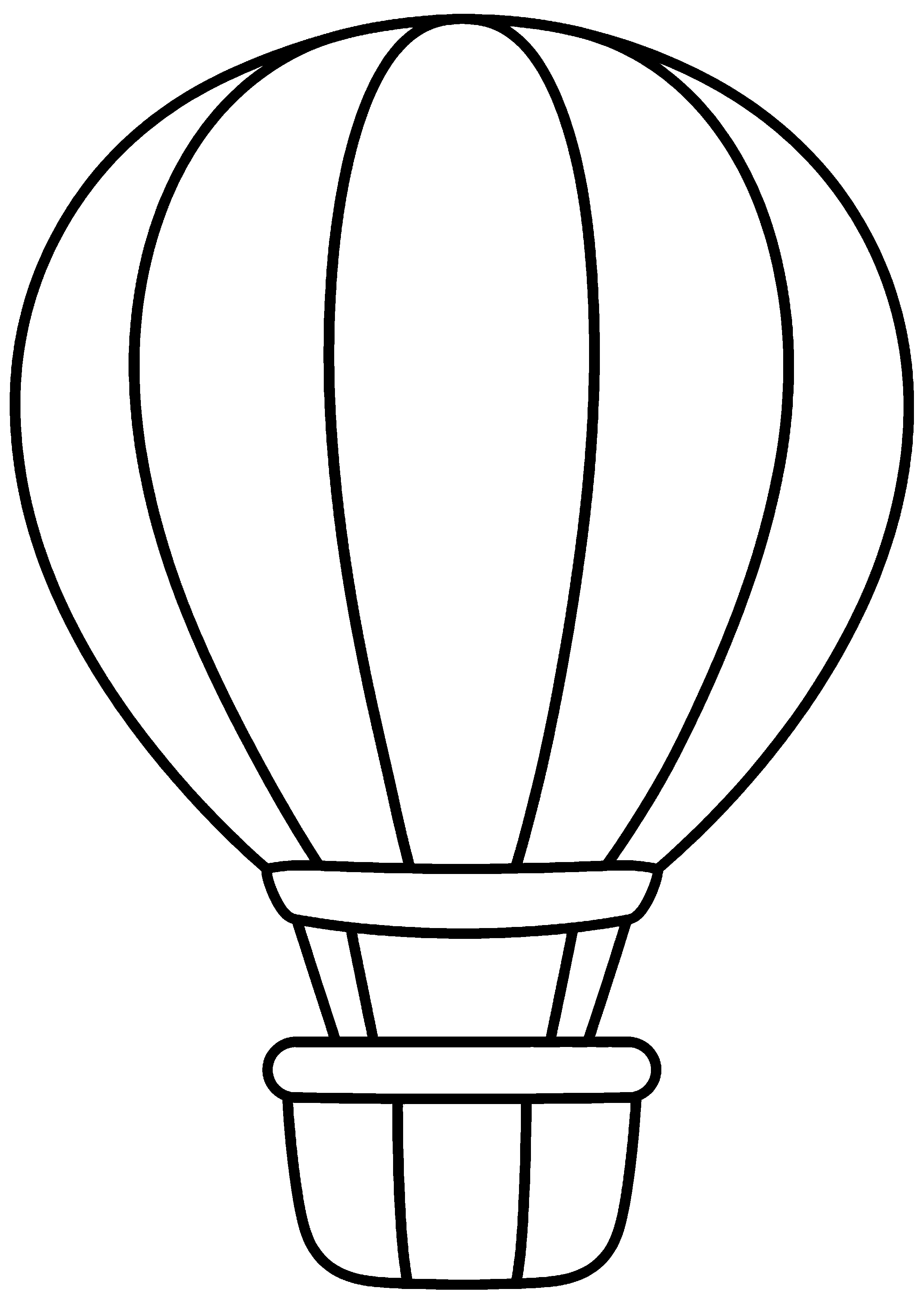 Coloriage facile pour maternelle représentant montgolfière à larges bandes en grand